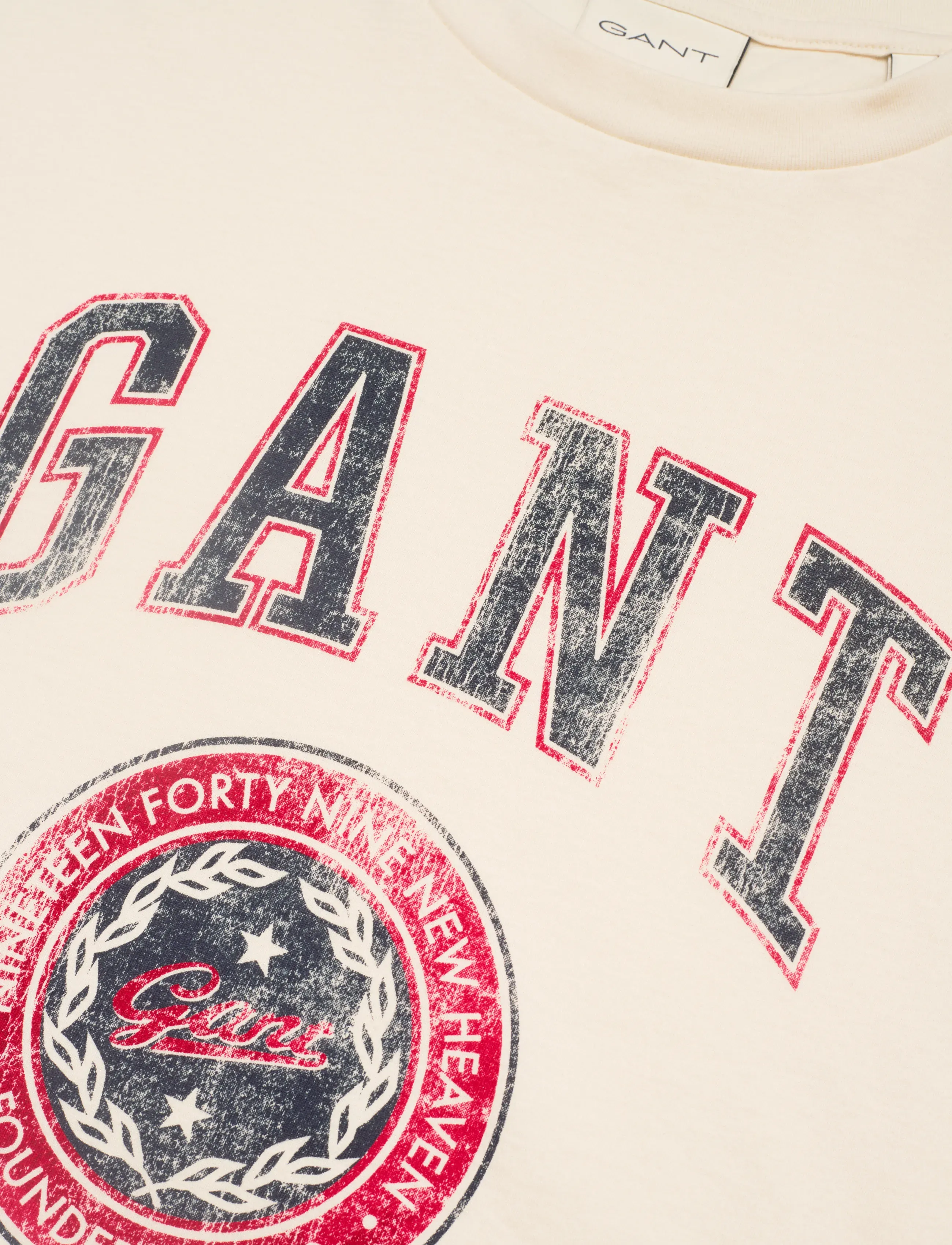 Gant - GRAPHIC SS T-SHIRT - kortærmede t-shirts - cream - 2