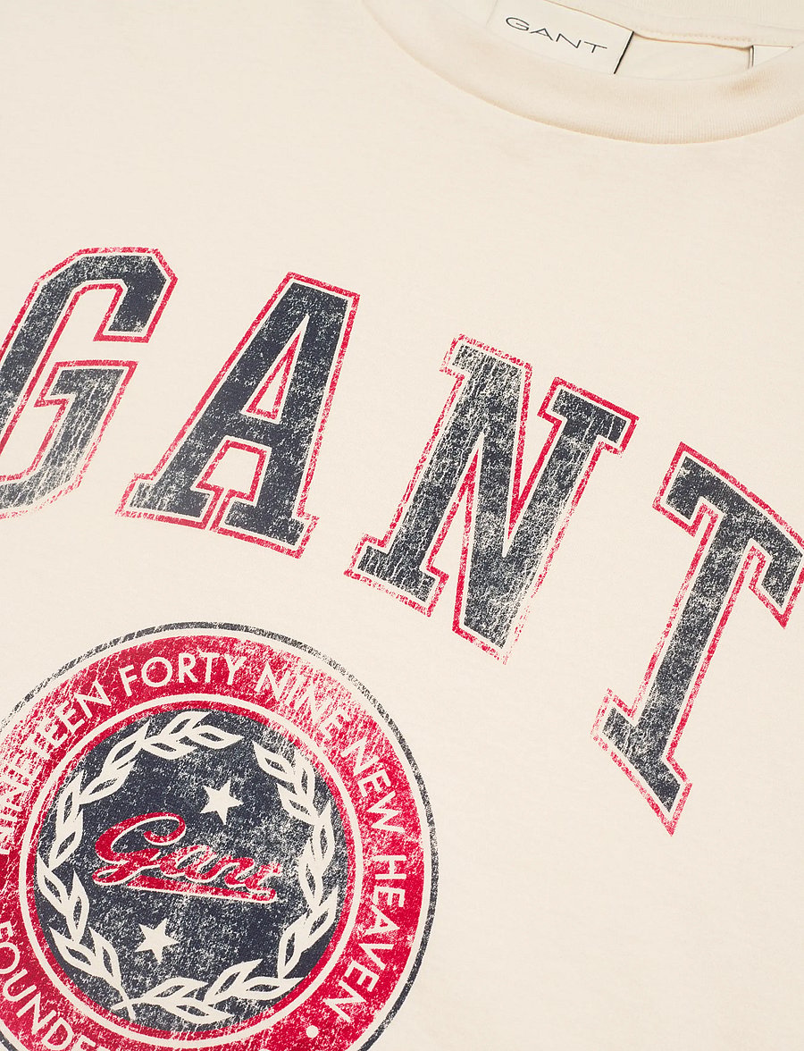 Gant - GRAPHIC SS T-SHIRT - kortærmede t-shirts - cream - 2