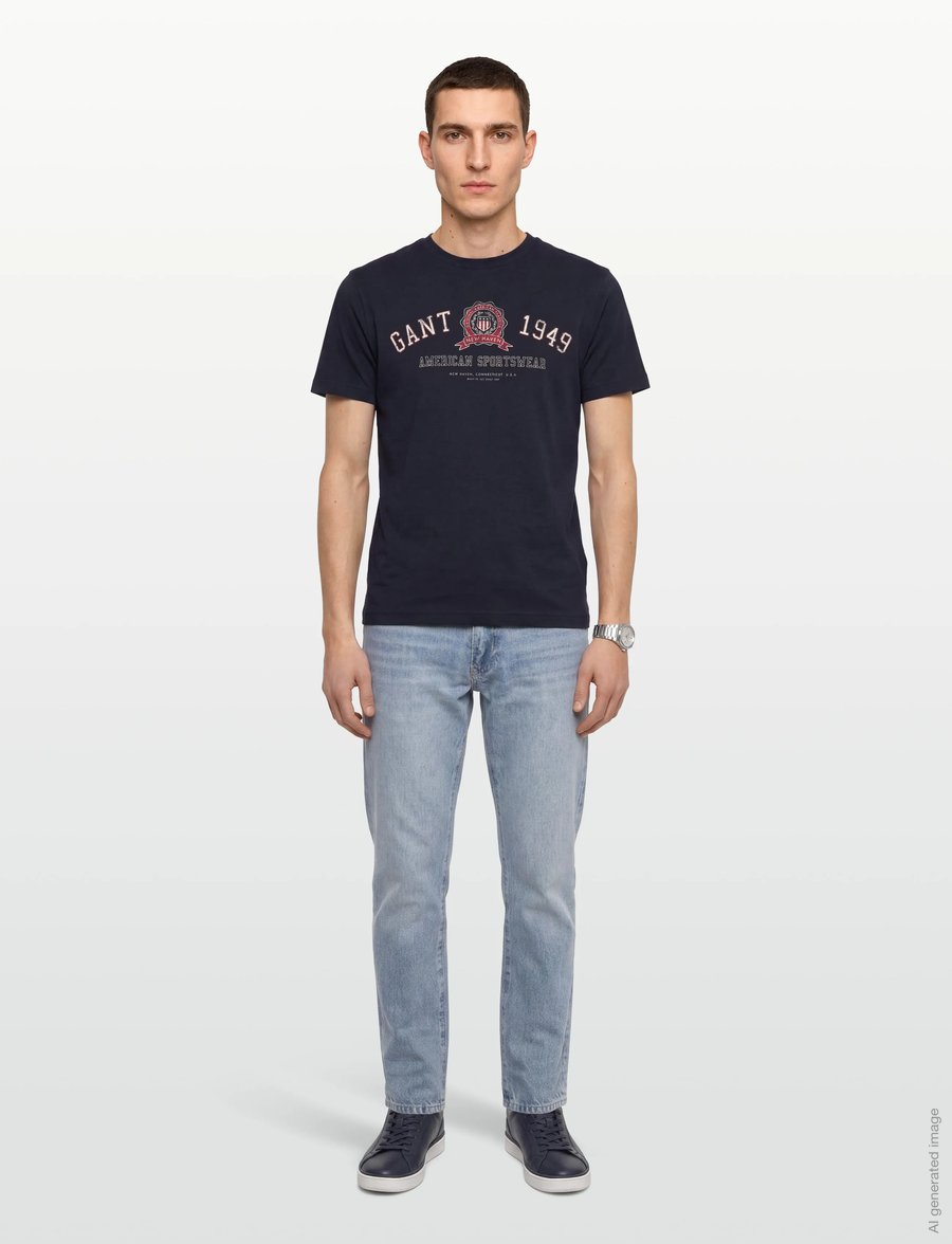 Gant - GRAPHIC SS T-SHIRT - kortærmede t-shirts - evening blue - 0