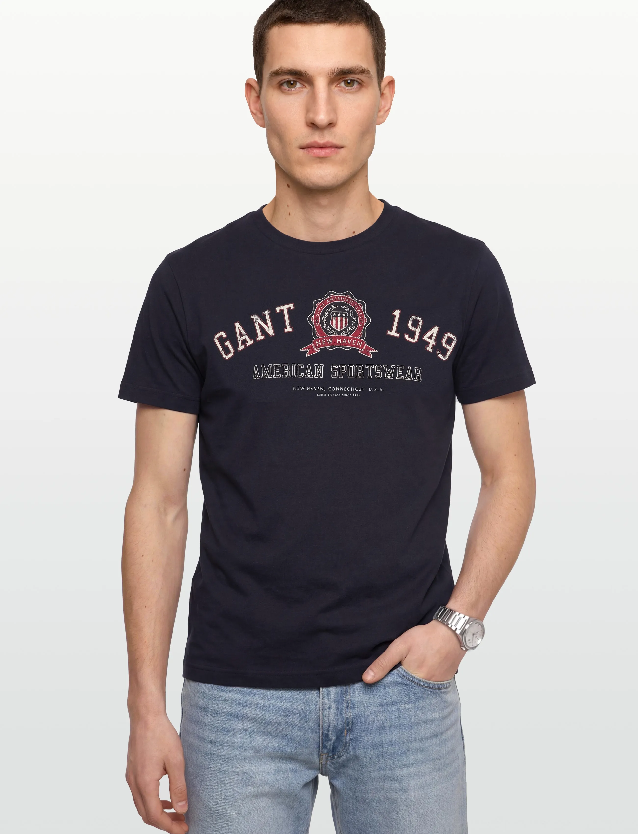 Gant - GRAPHIC SS T-SHIRT - kortärmade t-shirts - evening blue - 3