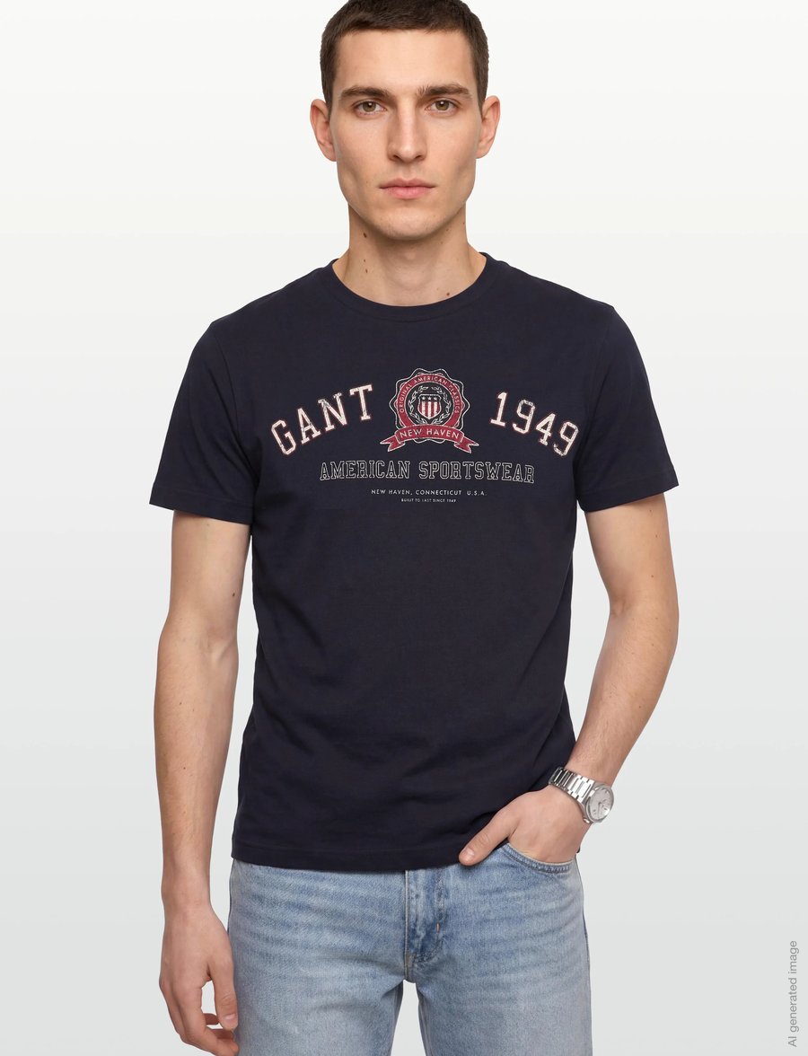 Gant - GRAPHIC SS T-SHIRT - kortærmede t-shirts - evening blue - 3