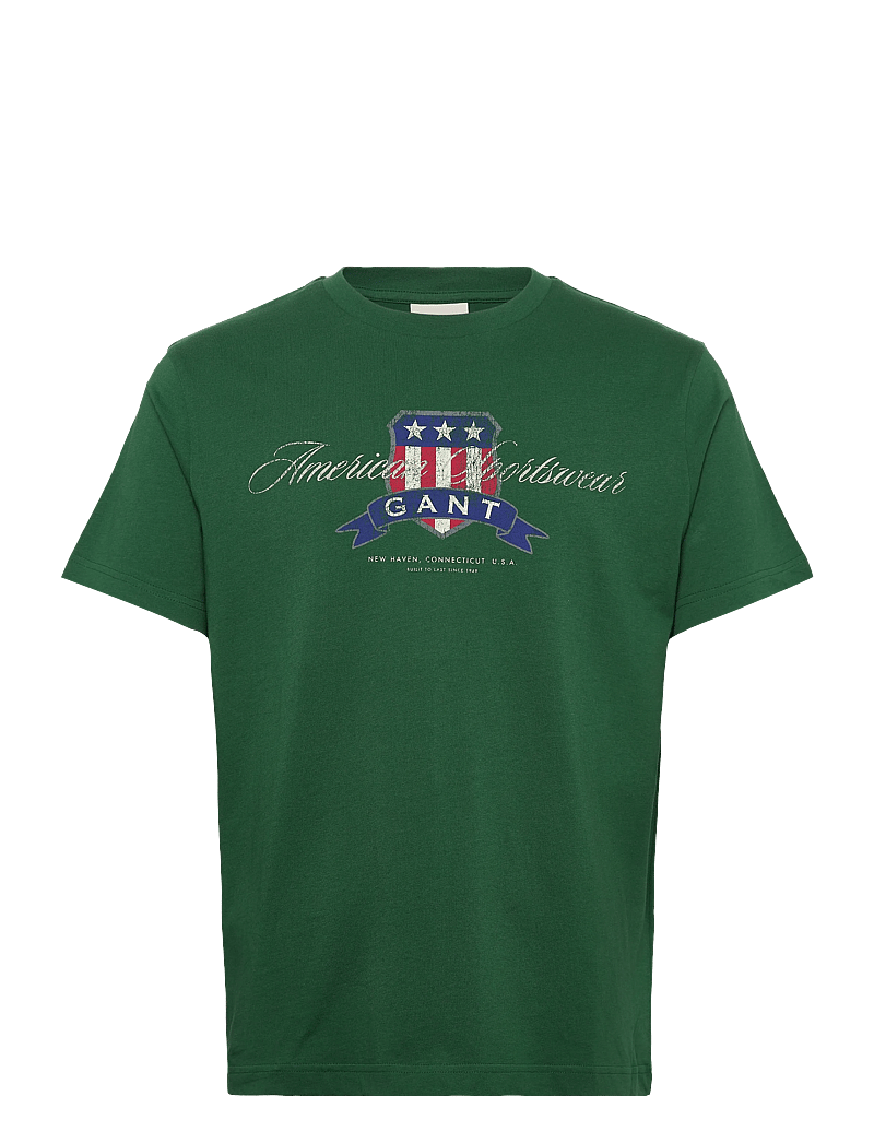 GANT - GRAPHIC SS T-SHIRT - kortærmede t-shirts - forest green - 0