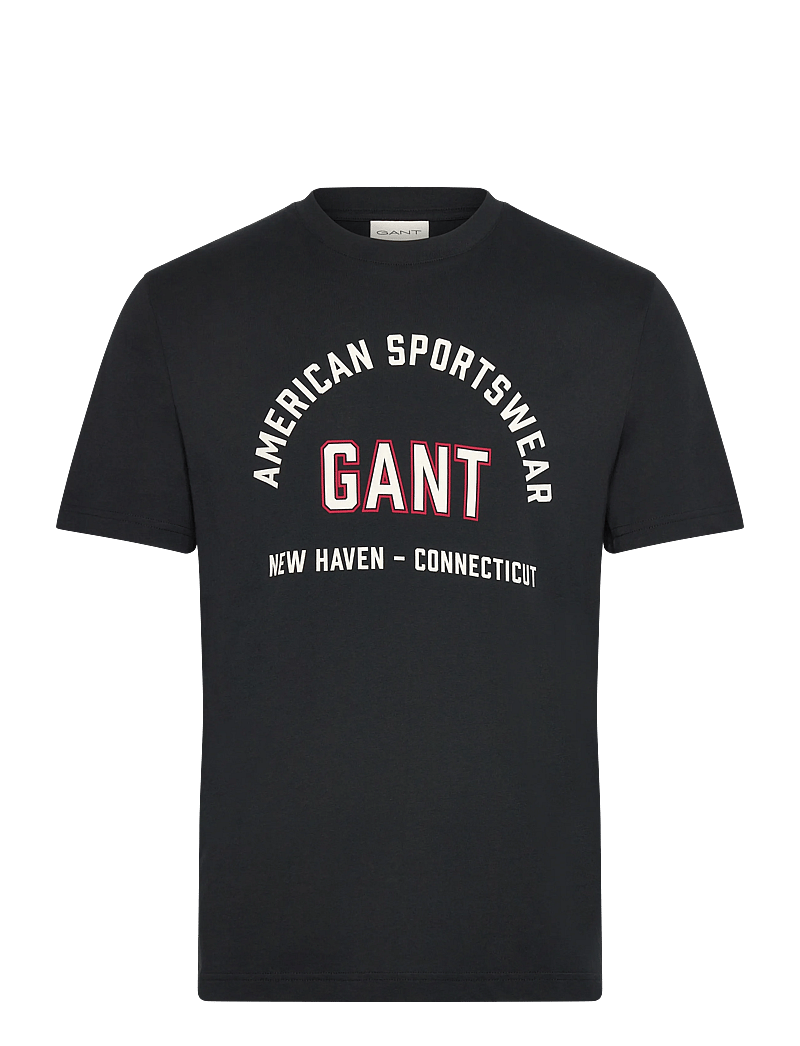 GANT - PRINTED GRAPHIC SS T-SHIRT - kortærmede t-shirts - black - 0