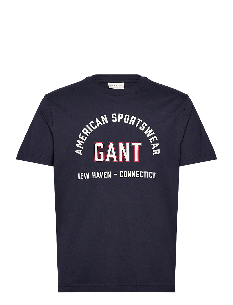 GANT - PRINTED GRAPHIC SS T-SHIRT - kortærmede t-shirts - evening blue - 0