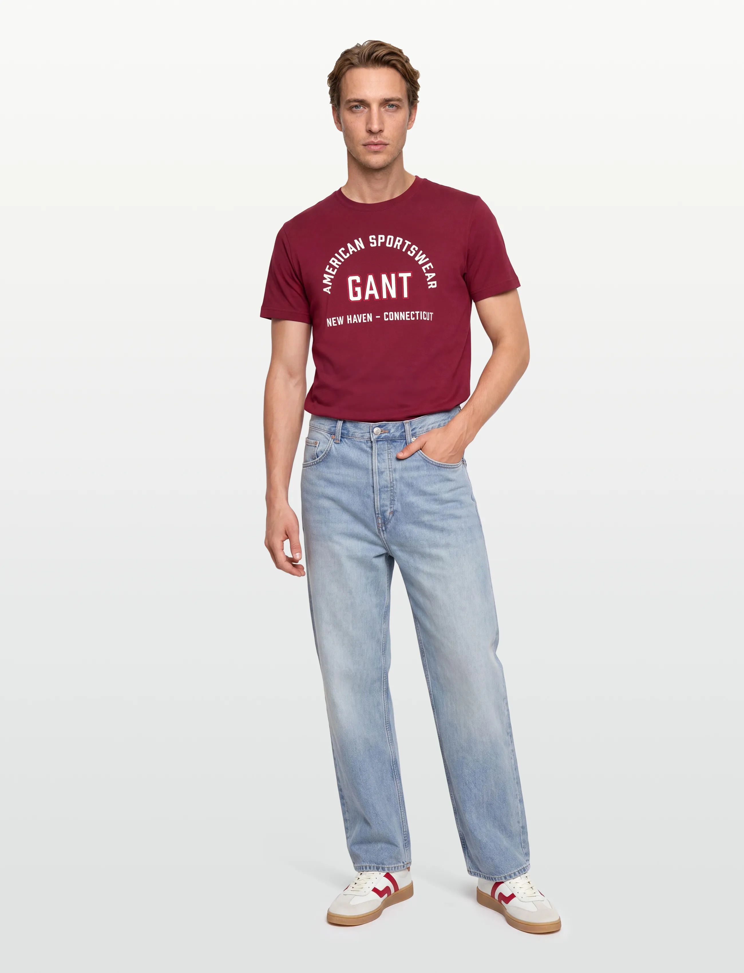 Gant - PRINTED GRAPHIC SS T-SHIRT - short-sleeved t-shirts - plumped red - 0