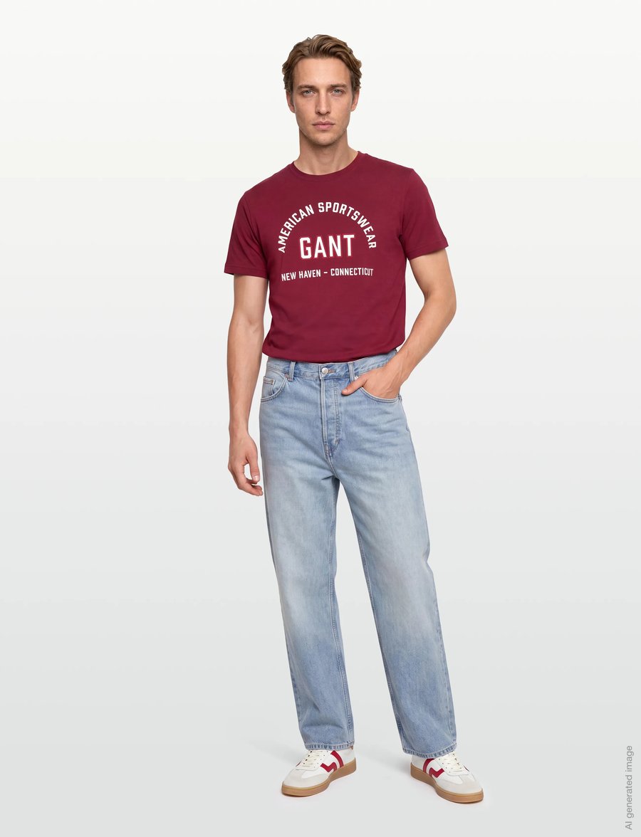 Gant - PRINTED GRAPHIC SS T-SHIRT - kurzärmelige t-shirts - plumped red - 0