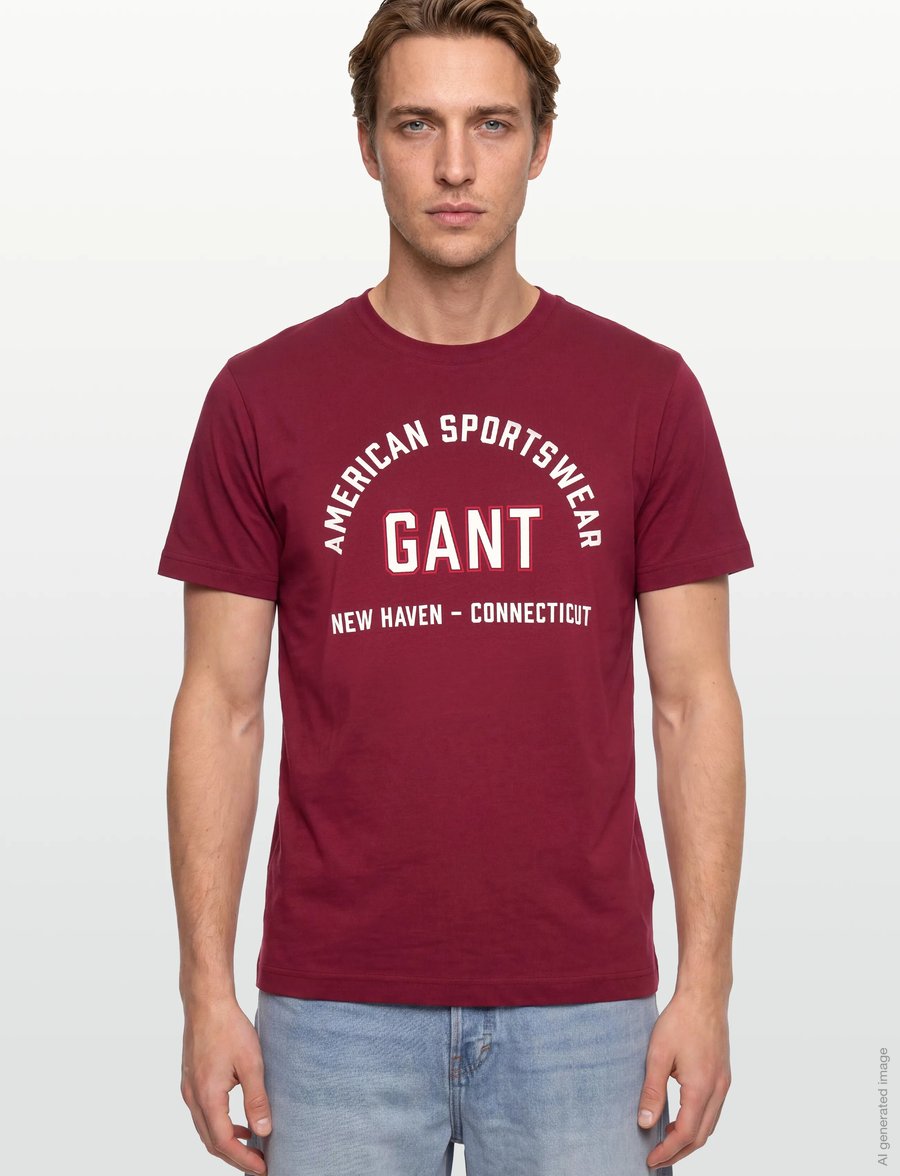 Gant - PRINTED GRAPHIC SS T-SHIRT - kurzärmelige t-shirts - plumped red - 3