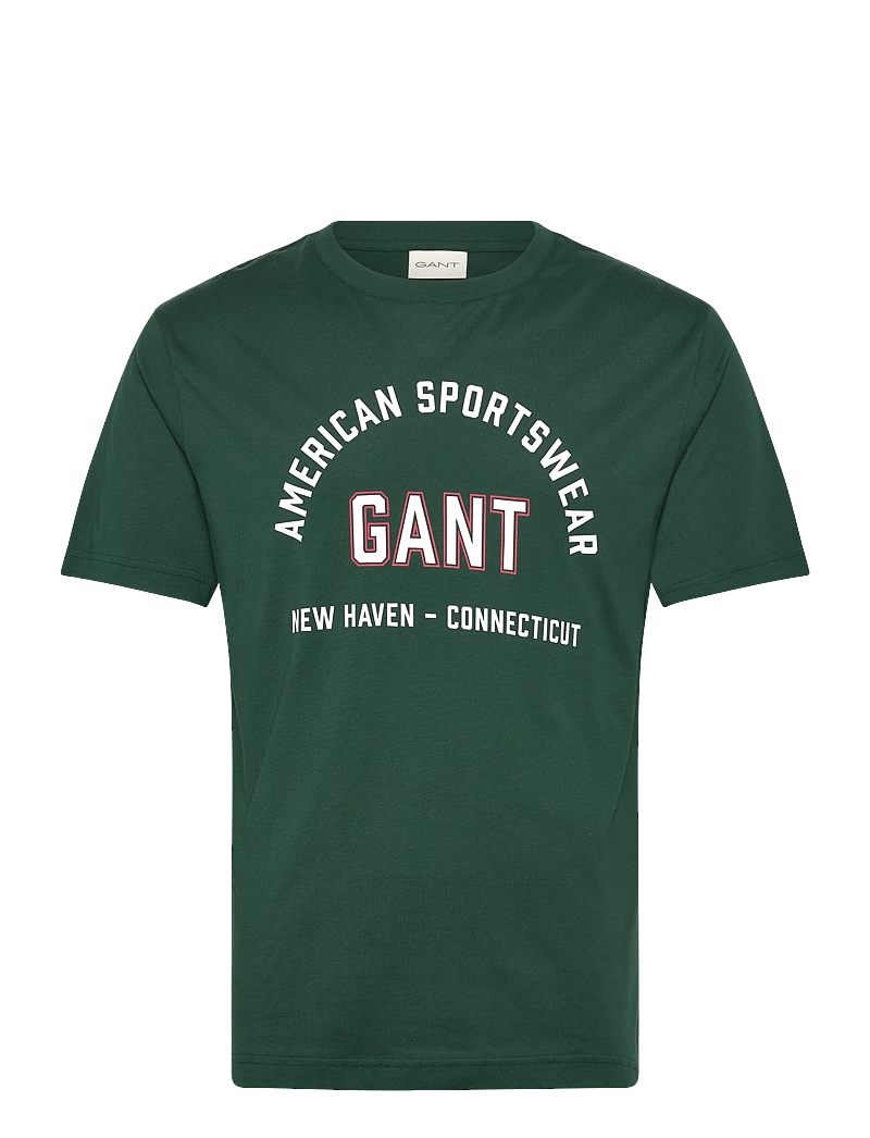 GANT - PRINTED GRAPHIC SS T-SHIRT - kortärmade t-shirts - tartan green - 0