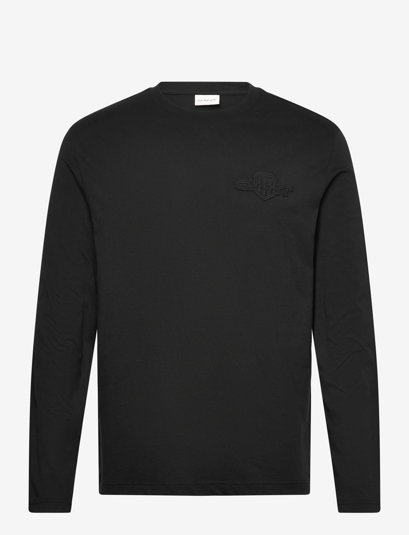 GANT - REG TONAL SHIELD LS T-SHIRT - langærmede t-shirts - black - 0