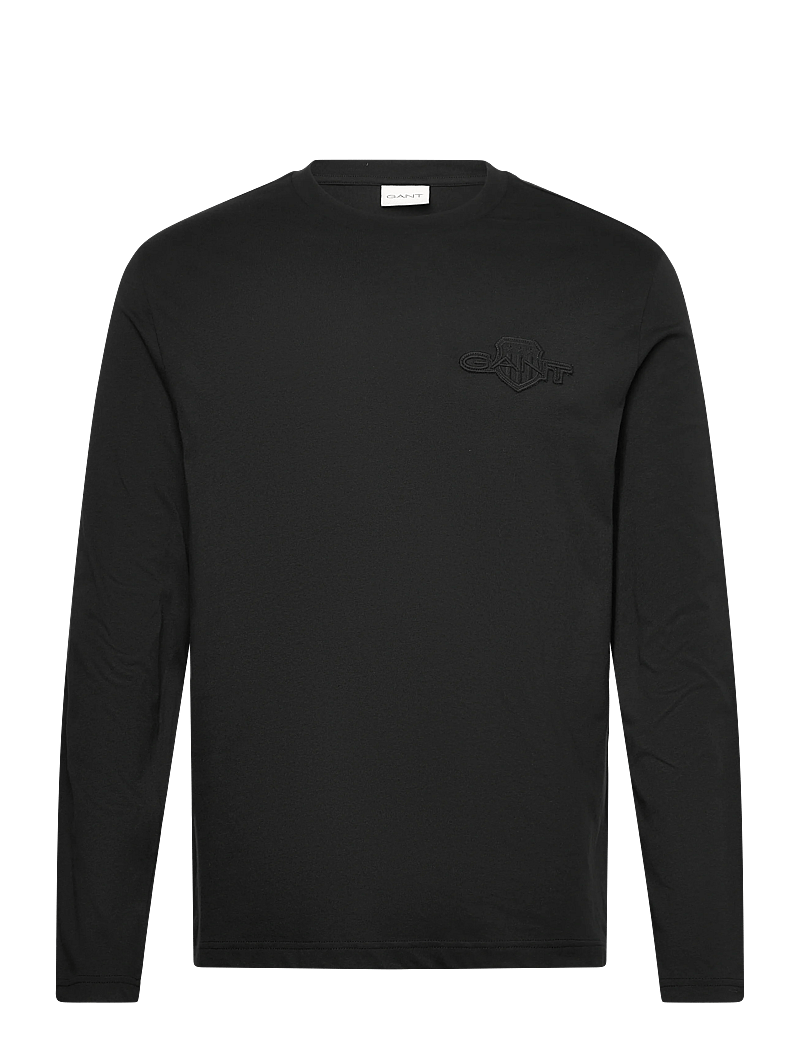 GANT - REG TONAL SHIELD LS T-SHIRT - langærmede t-shirts - black - 0