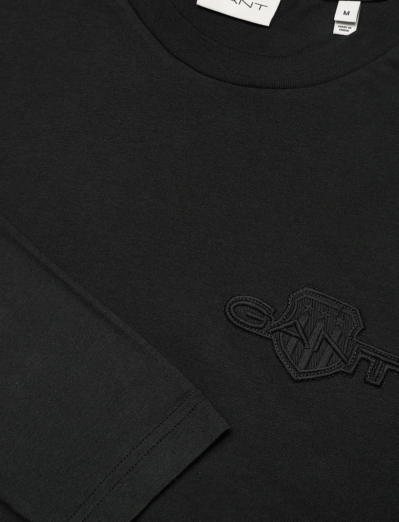 GANT - REG TONAL SHIELD LS T-SHIRT - langærmede t-shirts - black - 2