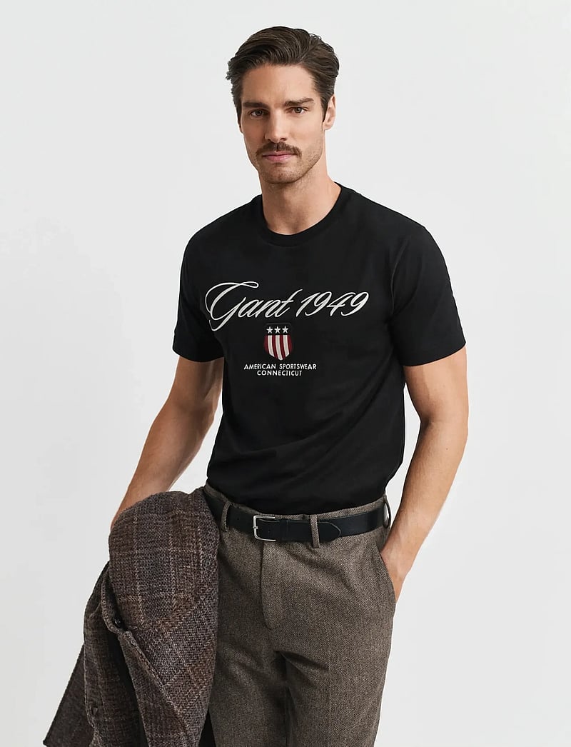GANT - GRAPHIC SS T-SHIRT - kurzärmelig - black - 0