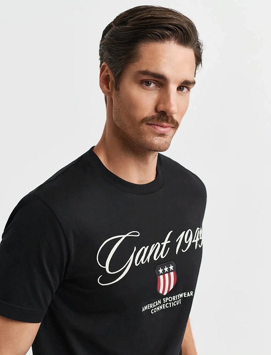 Gant - GRAPHIC SS T-SHIRT - kortærmede t-shirts - black - 3