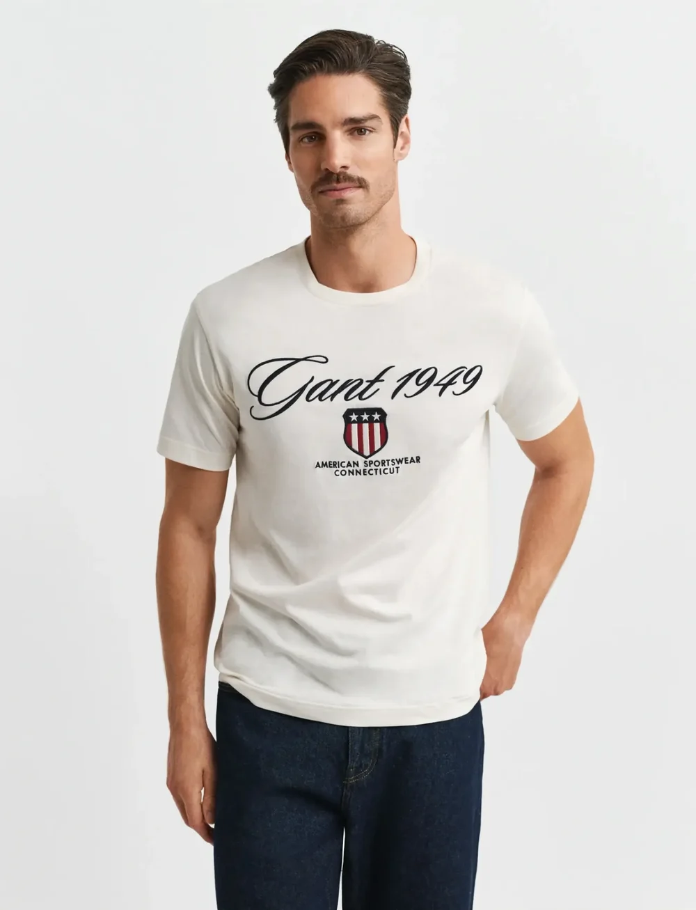 GANT - GRAPHIC SS T-SHIRT - short-sleeved t-shirts - cream - 0