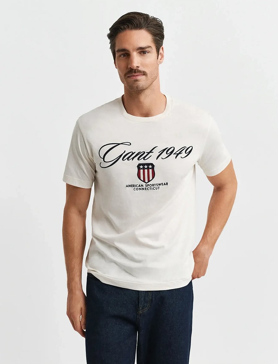 Gant - GRAPHIC SS T-SHIRT - kurzärmelig - cream - 0
