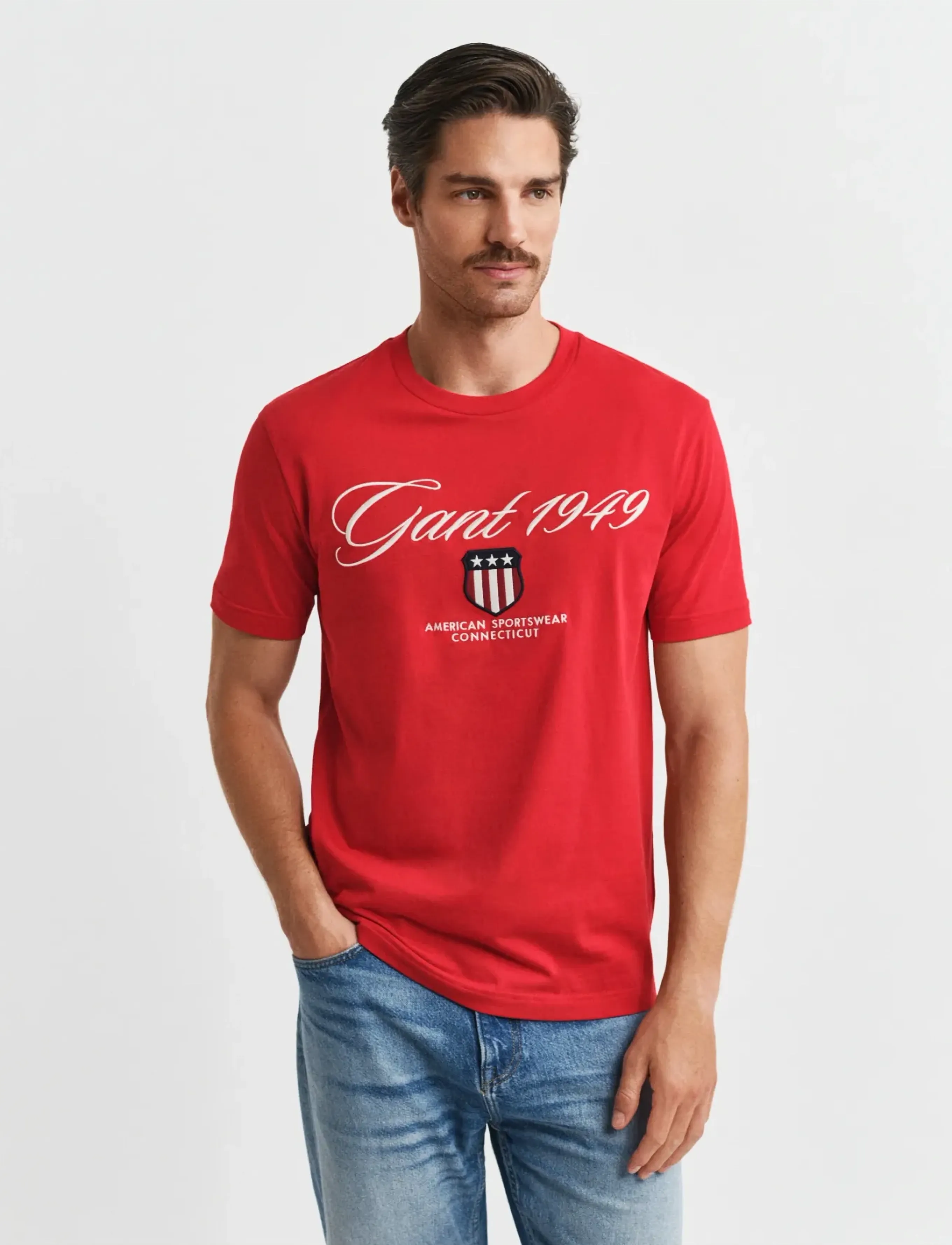 GANT GRAPHIC SS T-SHIRT - Kleidung - RUBY RED / red