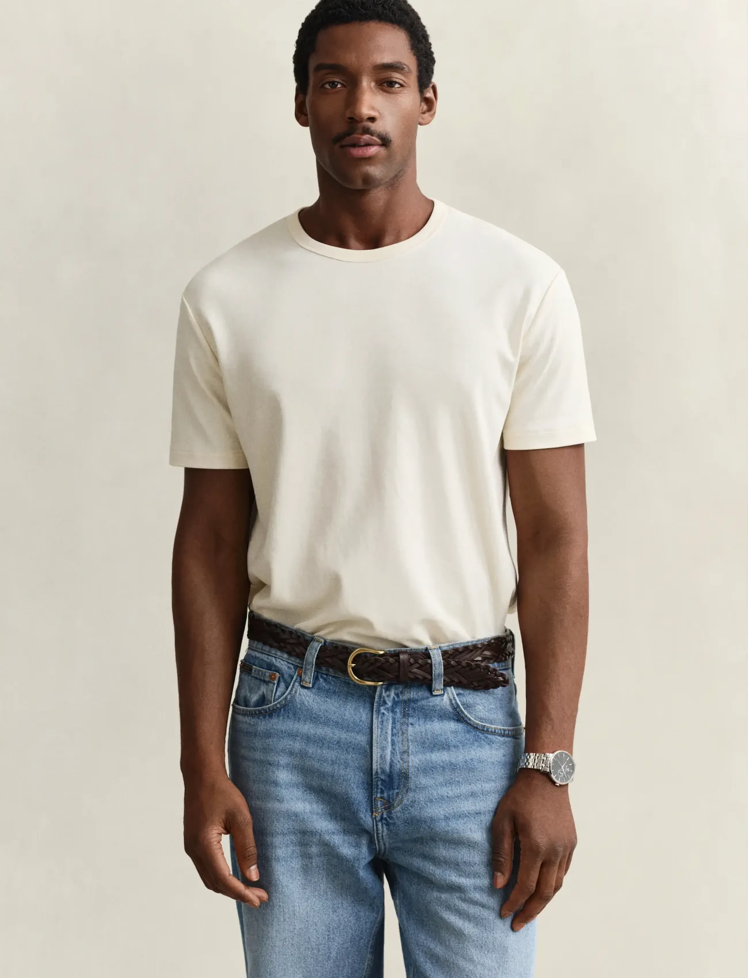 GANT INTERLOCK SS TSHIRT - T-Shirts - CREAMED WHITE / cream