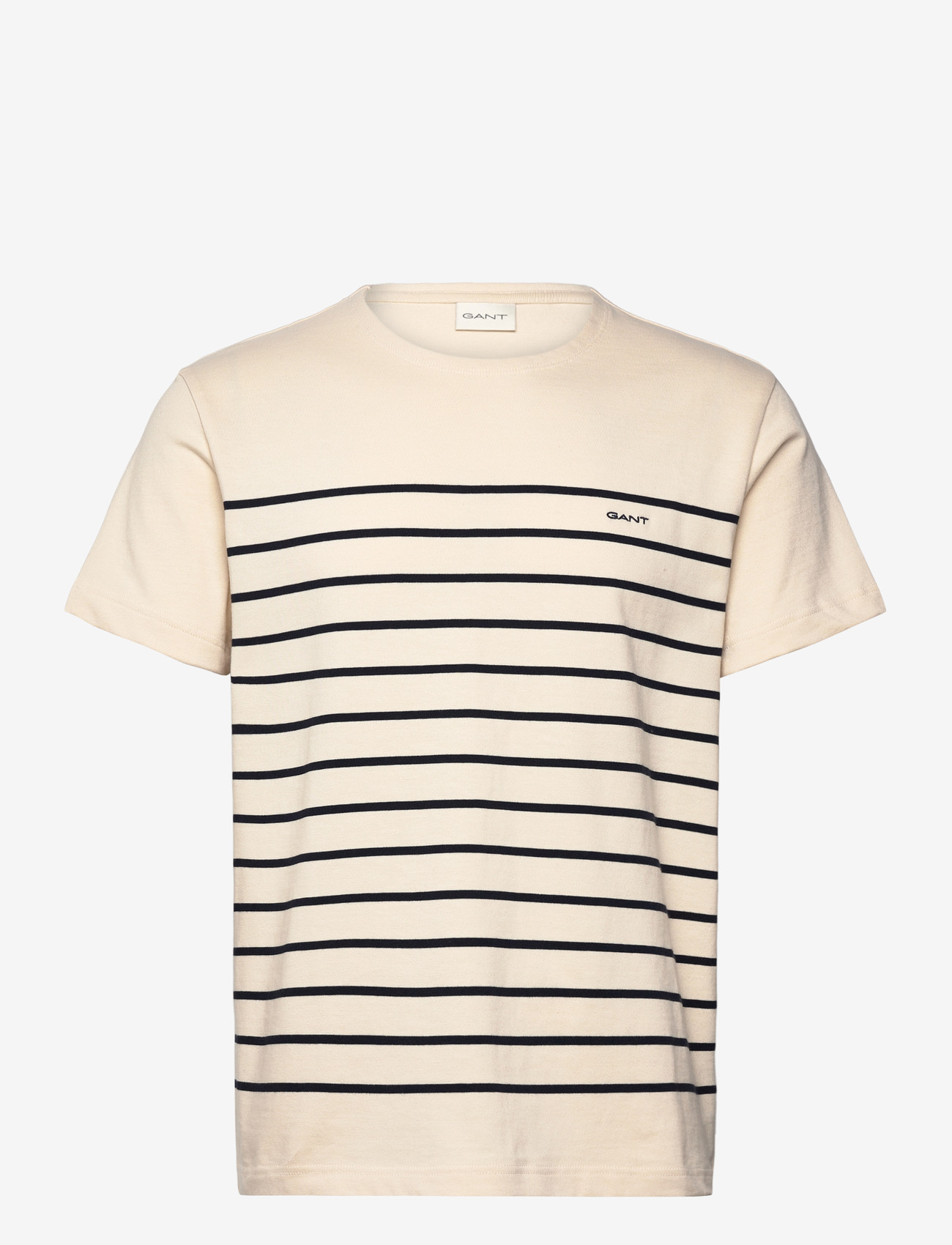Gant - PLACED STRIPE SS TSHIRT - kurzärmelig - creamed white - 1
