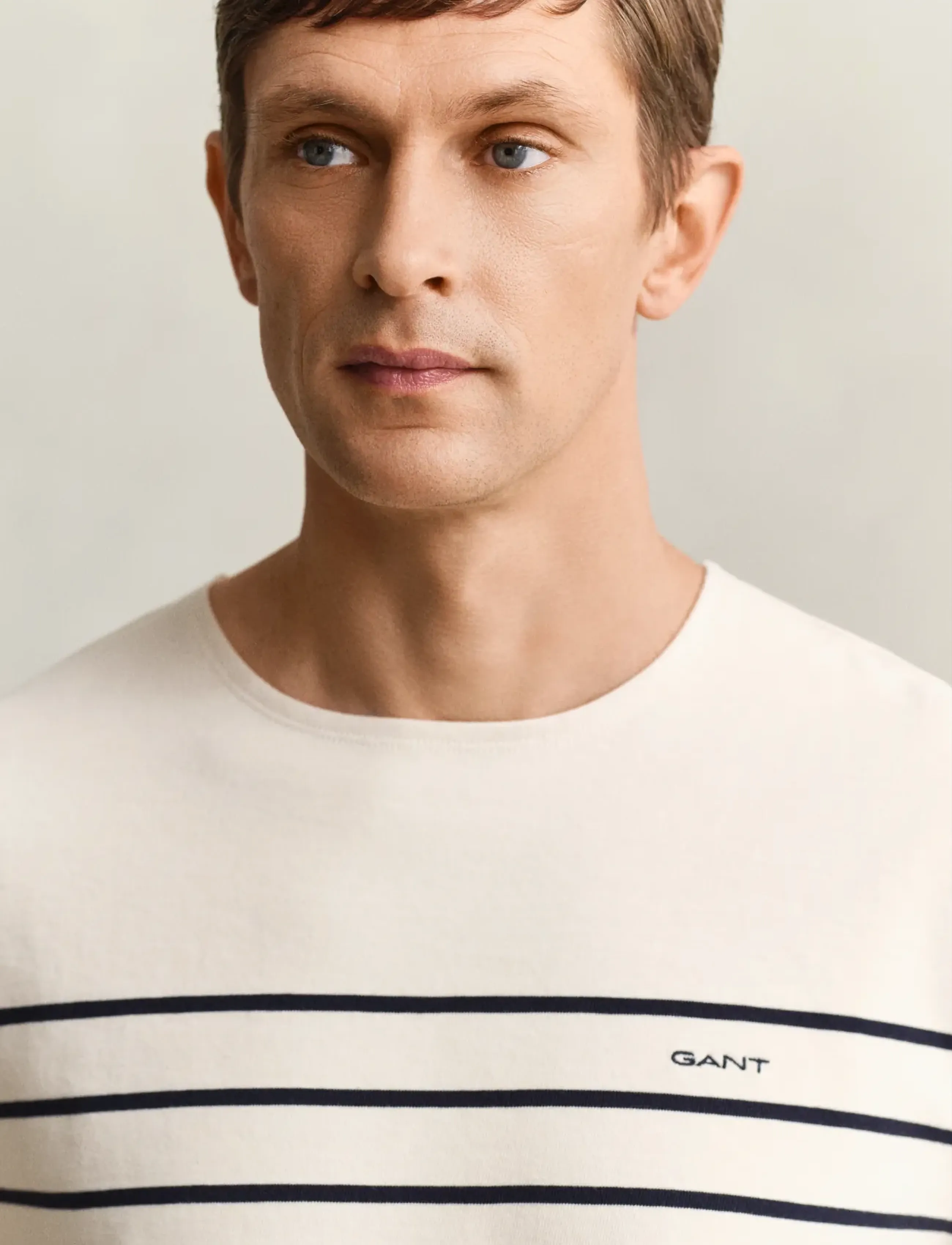 Gant - PLACED STRIPE SS TSHIRT - lühikeste varrukatega t-särgid - creamed white - 4