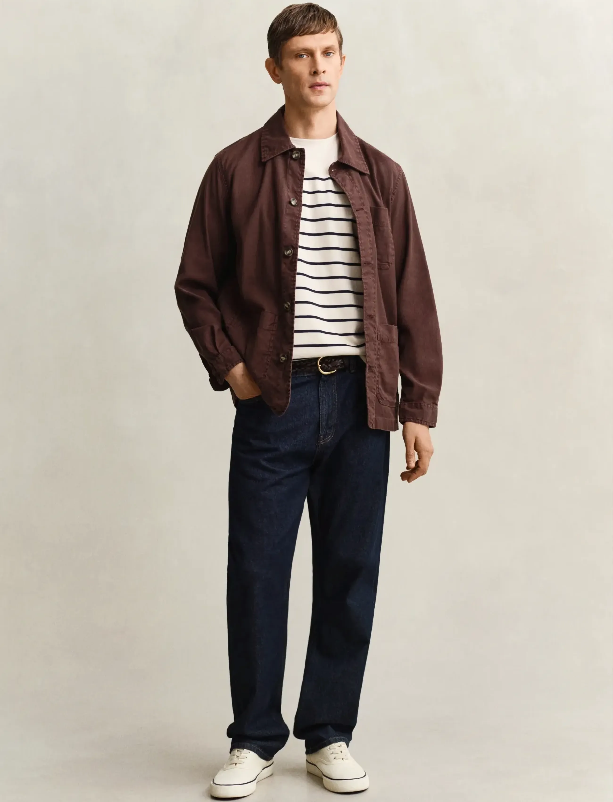 Gant - PLACED STRIPE SS TSHIRT - lühikeste varrukatega t-särgid - creamed white - 5