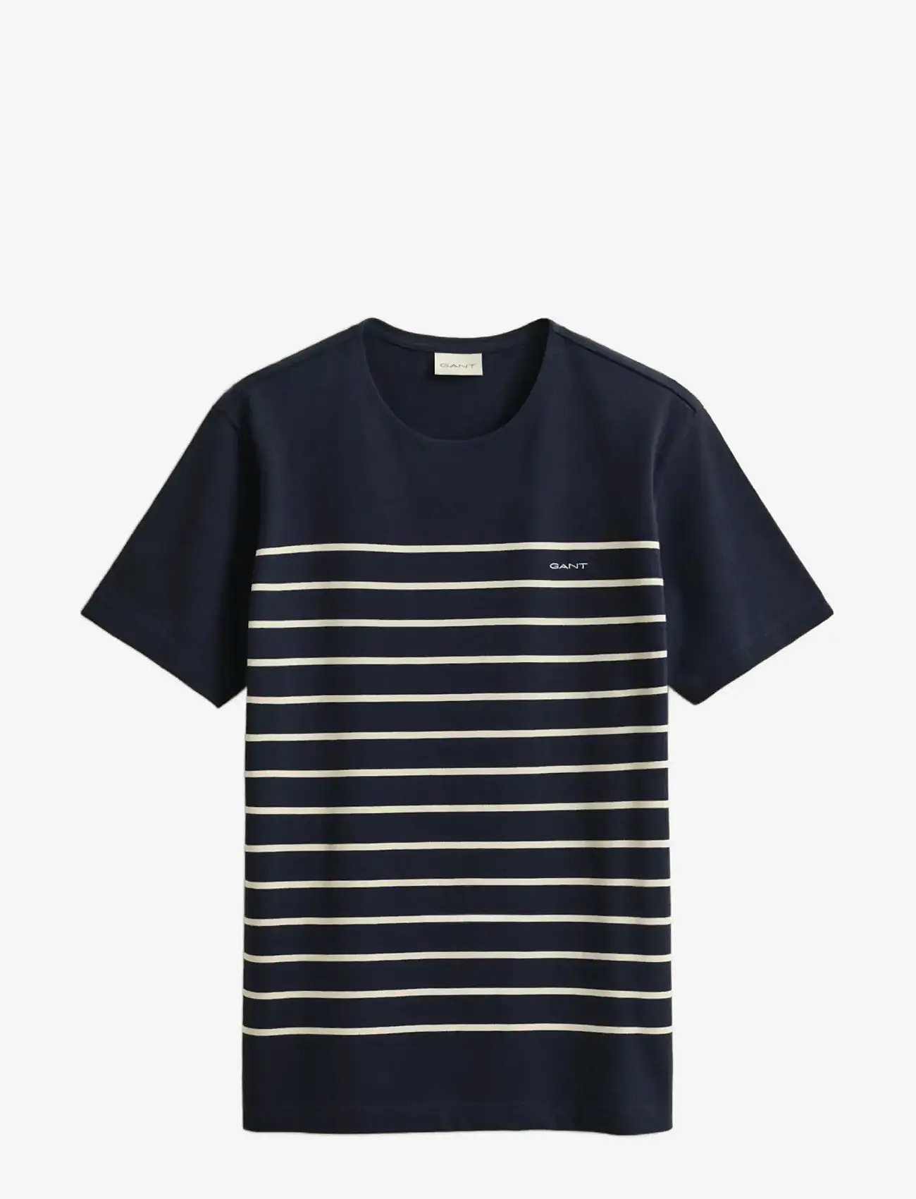 GANT - PLACED STRIPE SS TSHIRT - kortærmede t-shirts - evening blue - 1
