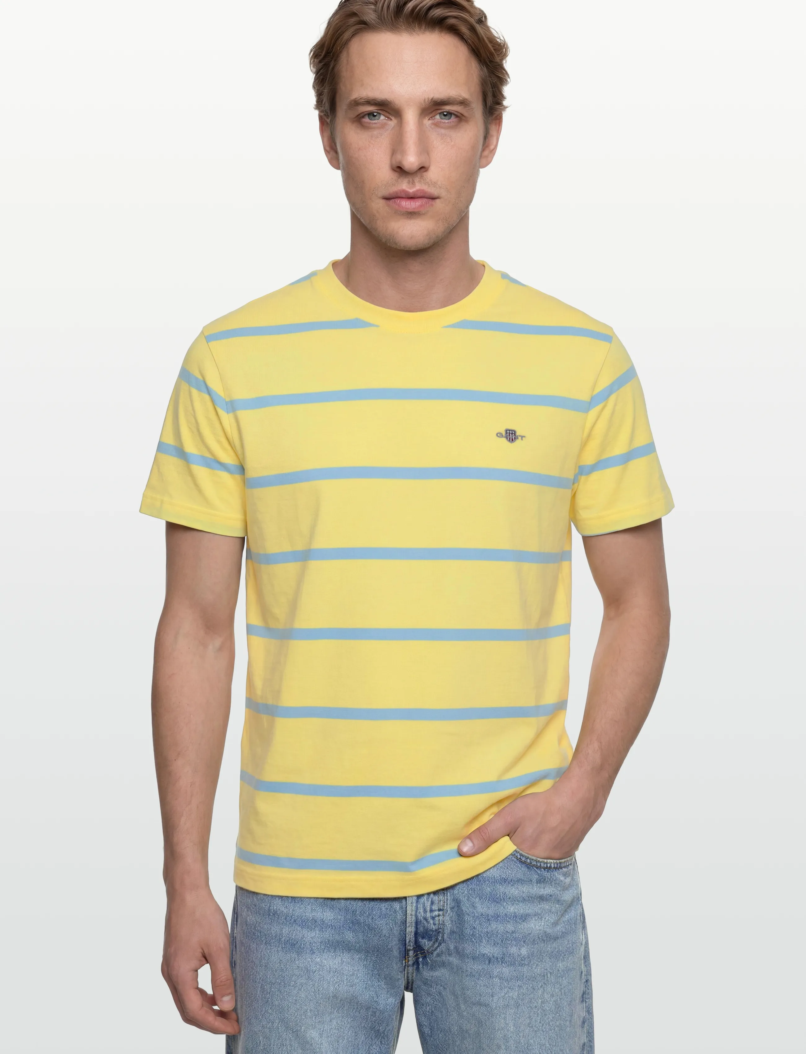 Gant - STRIPED SS TSHIRT - kortermede t-skjorter - banana yellow - 3