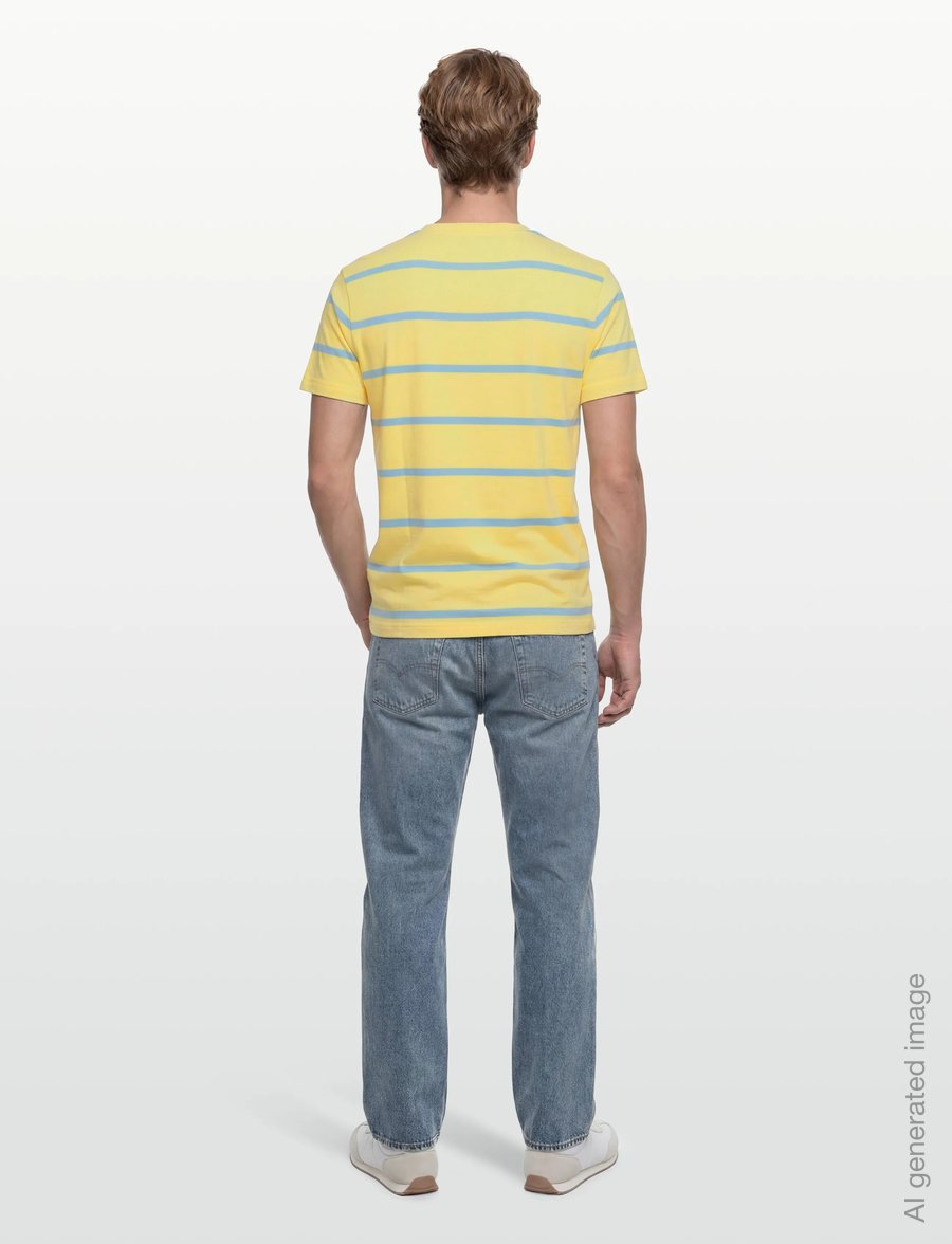 Gant - STRIPED SS TSHIRT - kortärmade t-shirts - banana yellow - 4
