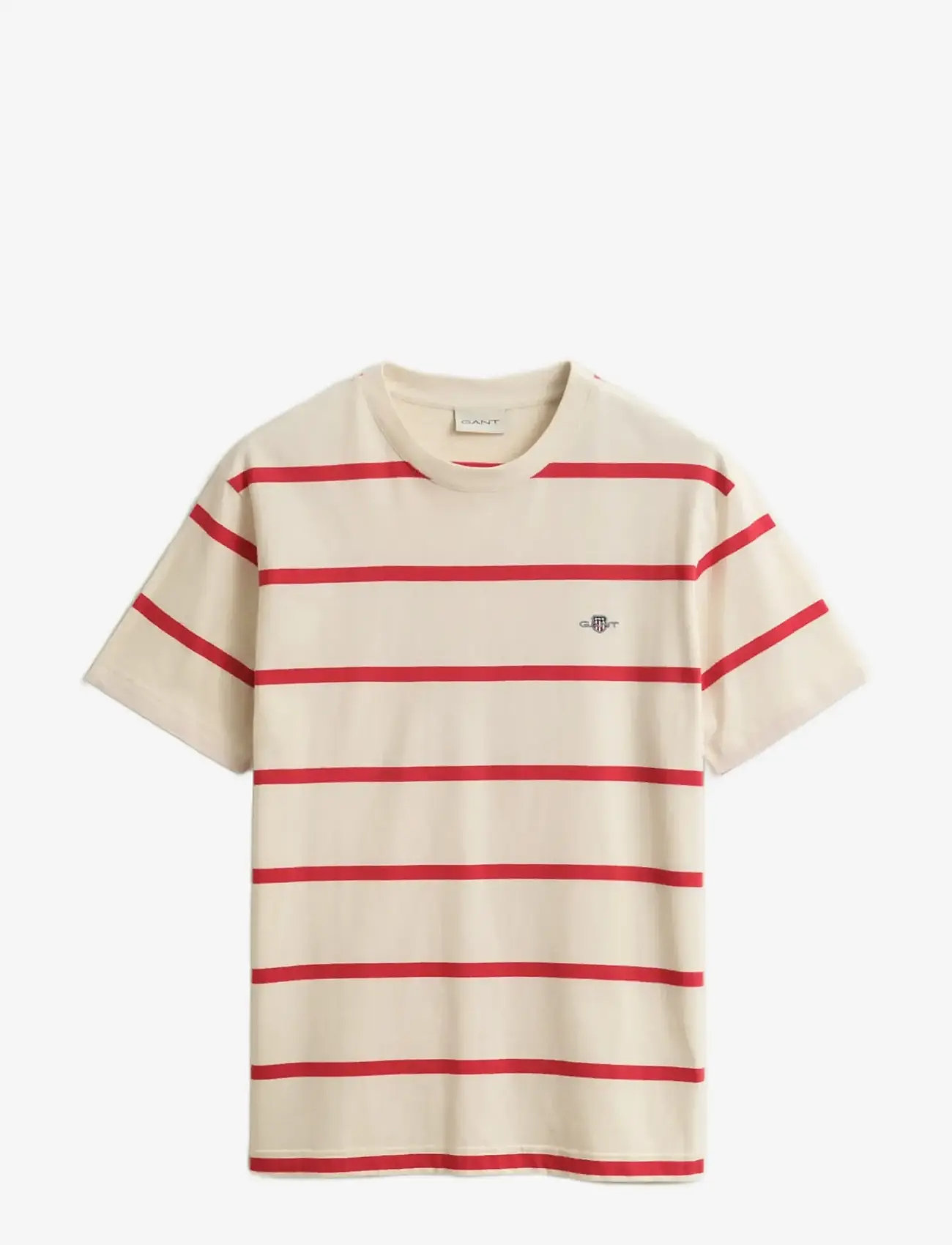 GANT - STRIPED SS TSHIRT - short-sleeved t-shirts - creamed white - 1