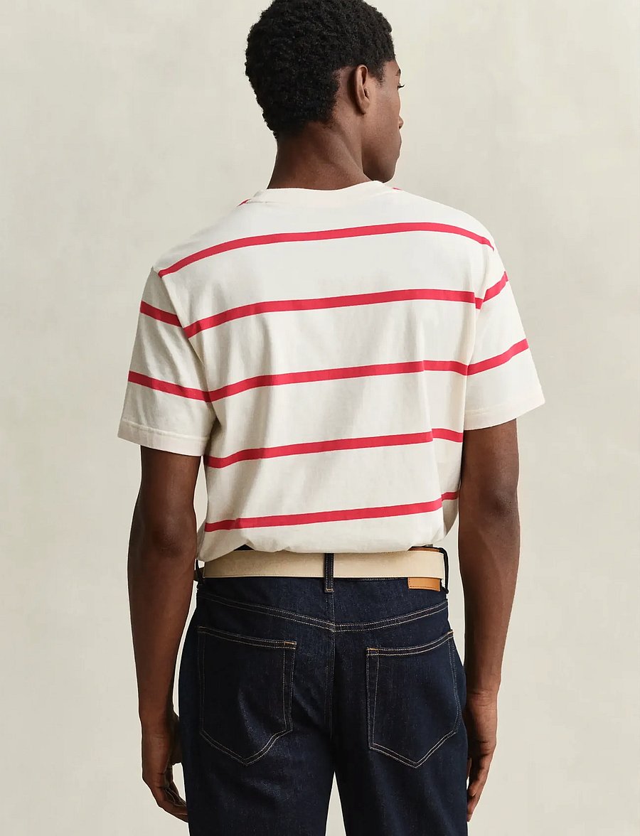 Gant - STRIPED SS TSHIRT - short-sleeved t-shirts - creamed white - 2