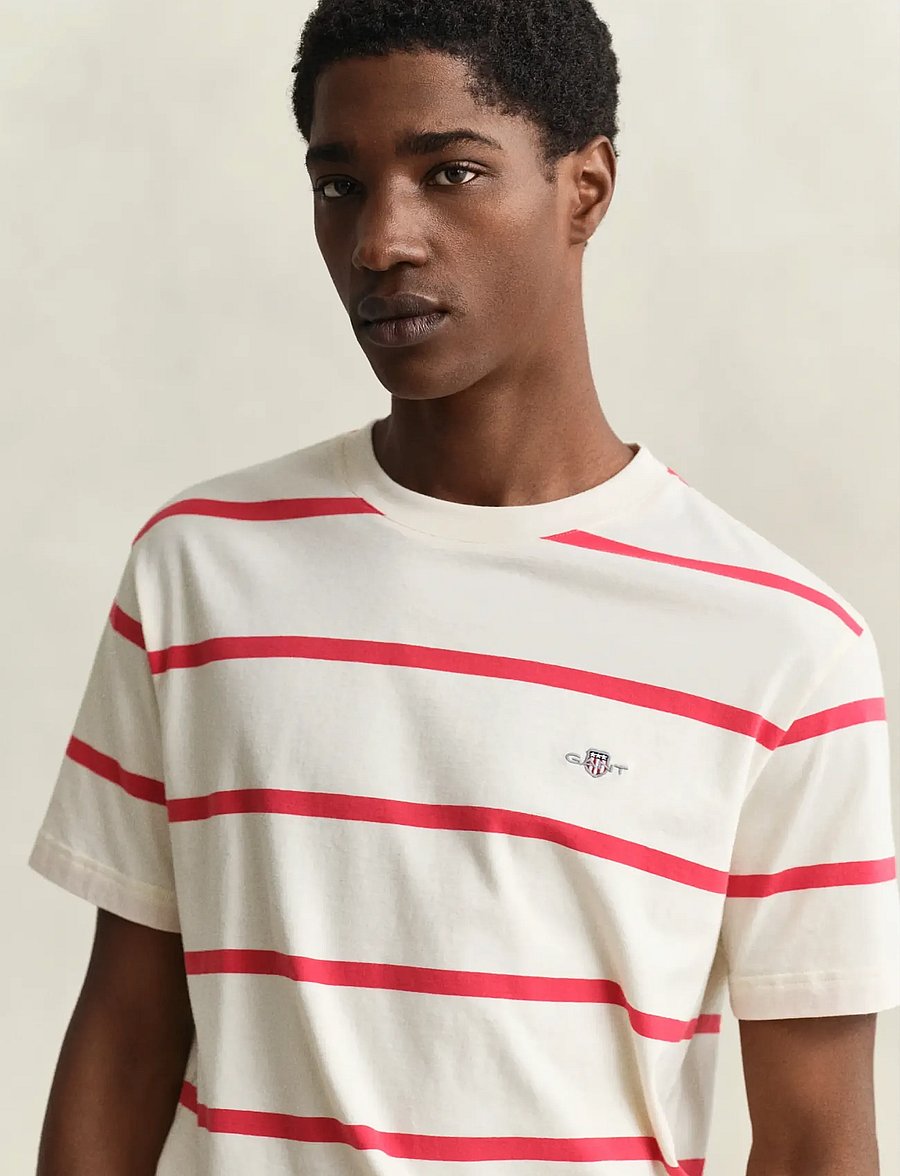 Gant - STRIPED SS TSHIRT - short-sleeved t-shirts - creamed white - 3