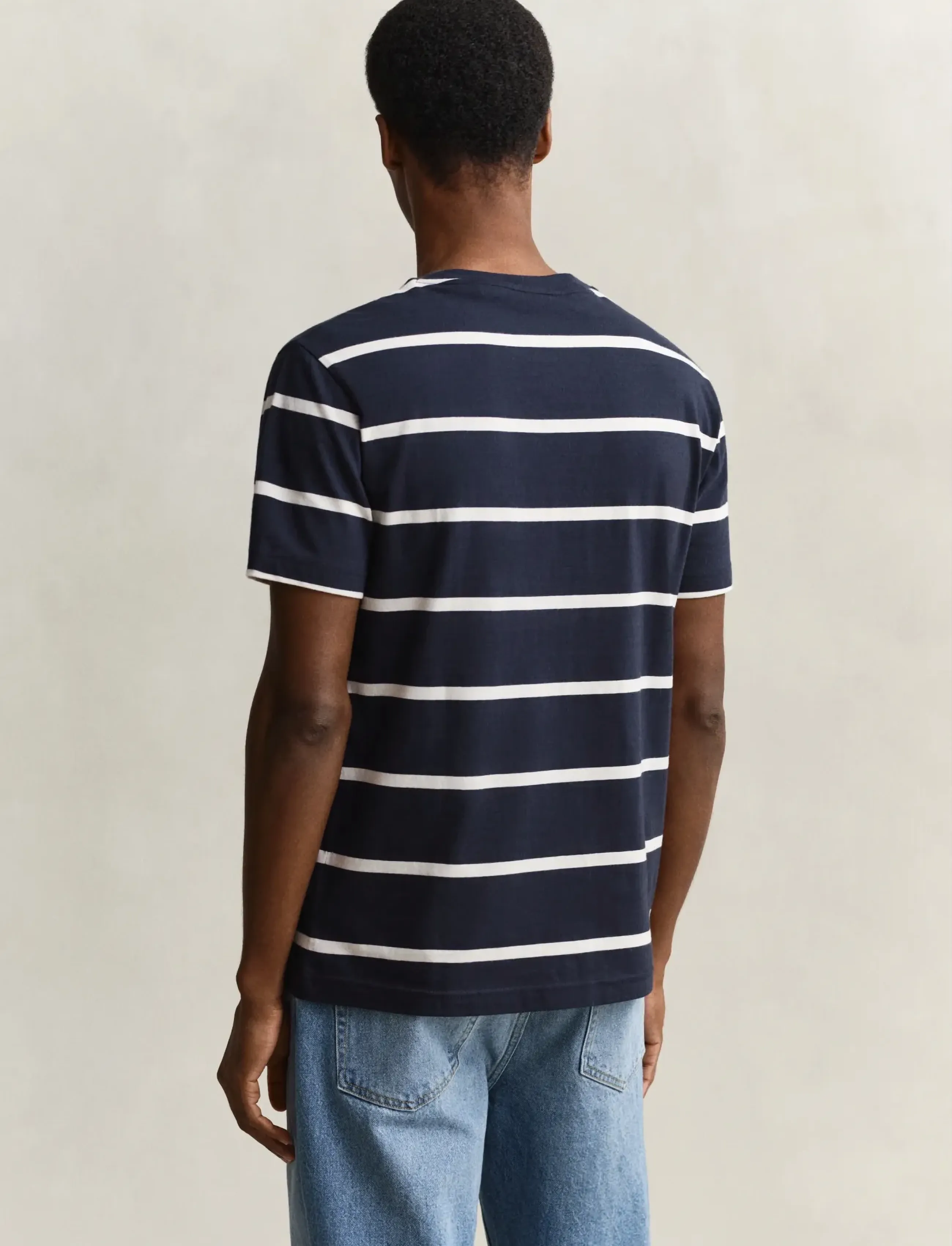 Gant - STRIPED SS TSHIRT - lühikeste varrukatega t-särgid - evening blue - 2