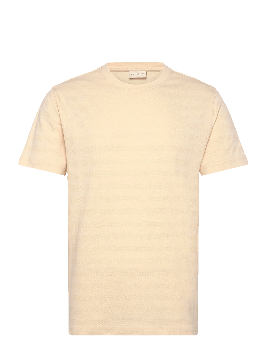 Gant - TEXTURE STRIPE SS TSHIRT - kurzärmelige t-shirts - creamed white - 1