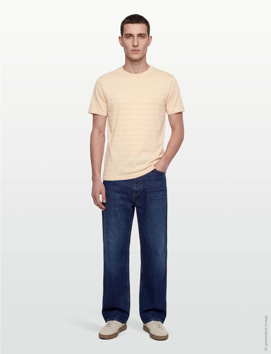 Gant - TEXTURE STRIPE SS TSHIRT - kurzärmelige t-shirts - creamed white - 0