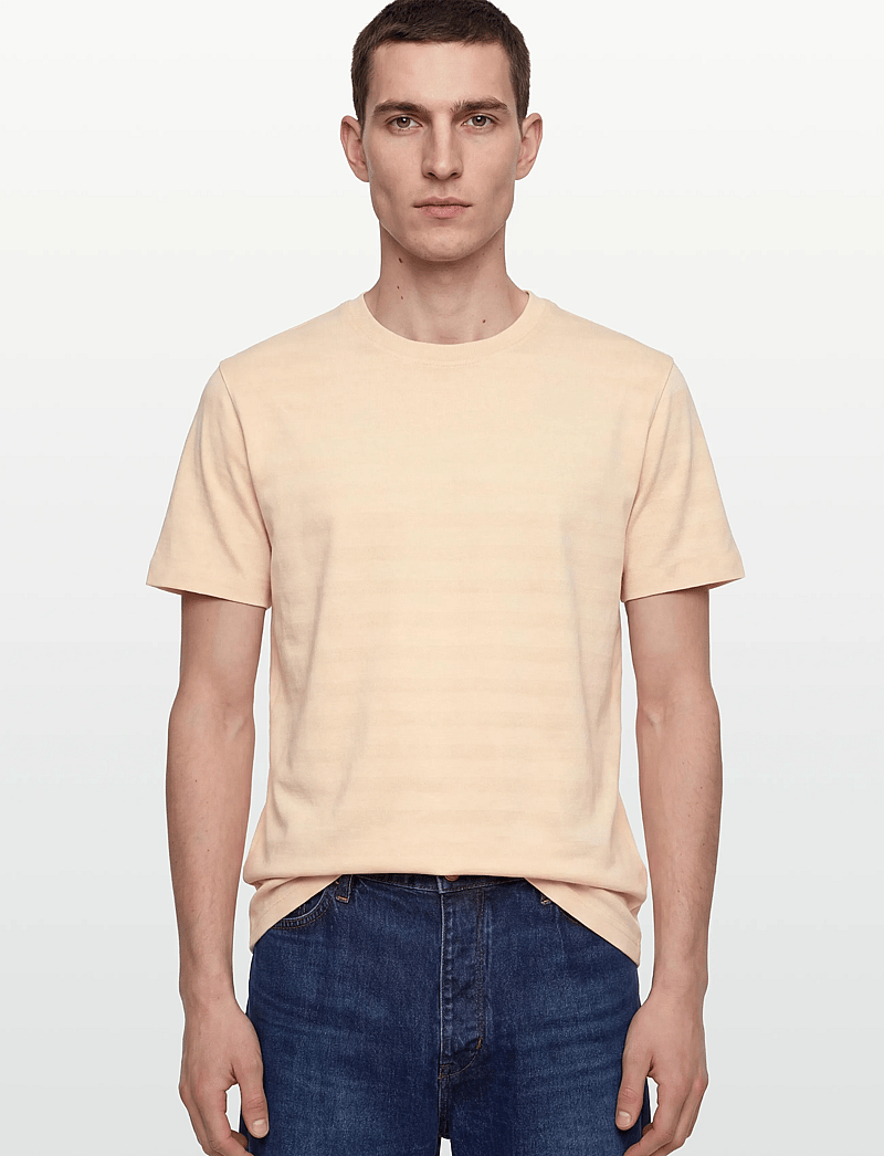 Gant - TEXTURE STRIPE SS TSHIRT - kurzärmelig - creamed white - 3