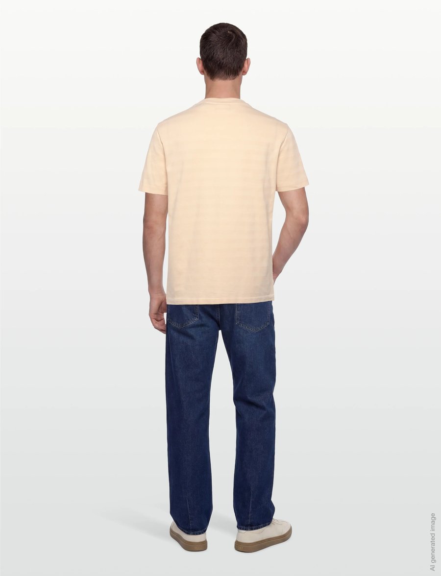 Gant - TEXTURE STRIPE SS TSHIRT - kurzärmelige t-shirts - creamed white - 4
