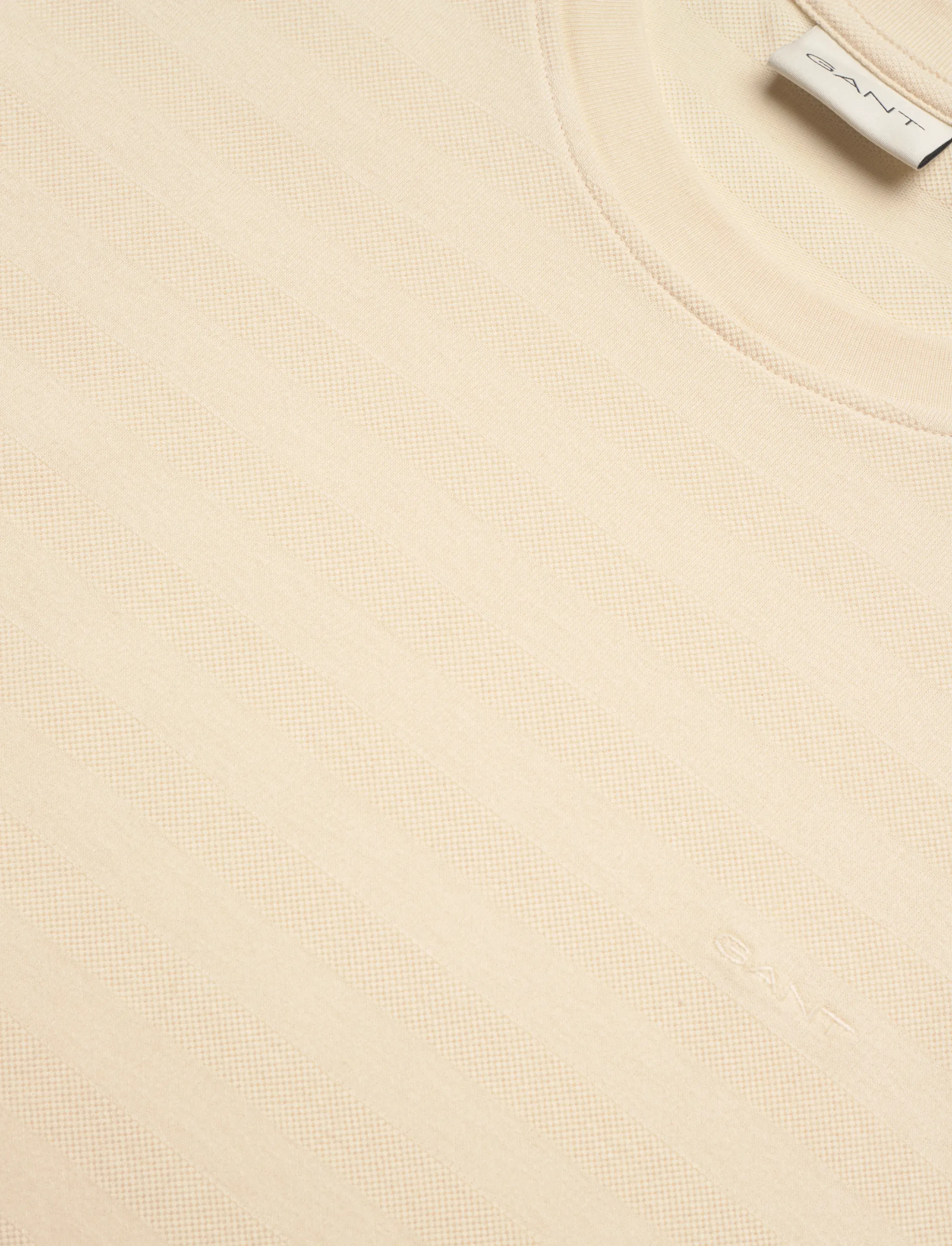 Gant - TEXTURE STRIPE SS TSHIRT - kortærmede t-shirts - creamed white - 5