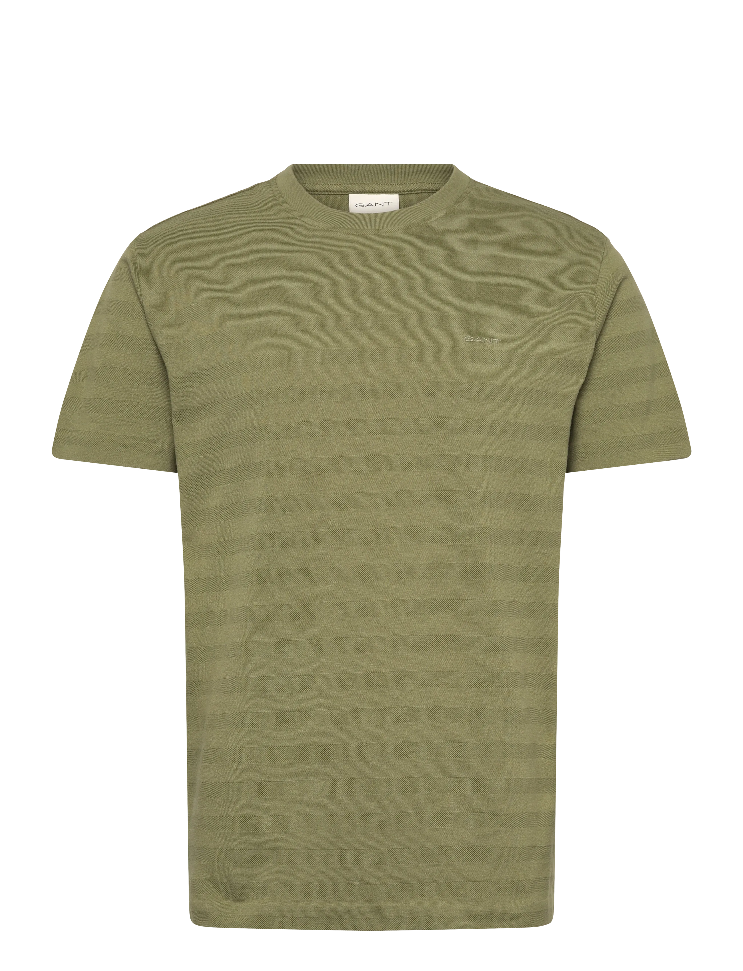 GANT TEXTURE STRIPE SS TSHIRT - T-Shirts - DRY HERB GREEN / khaki/green