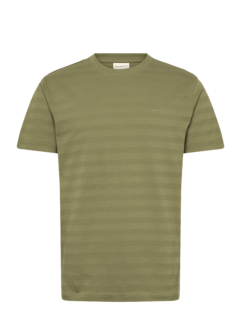 Gant - TEXTURE STRIPE SS TSHIRT - kurzärmelig - dry herb green - 1