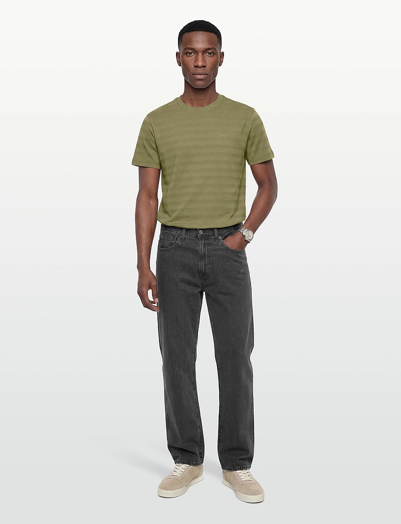 Gant - TEXTURE STRIPE SS TSHIRT - kurzärmelig - dry herb green - 0