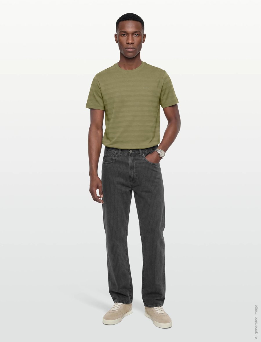 Gant - TEXTURE STRIPE SS TSHIRT - kurzärmelig - dry herb green - 0