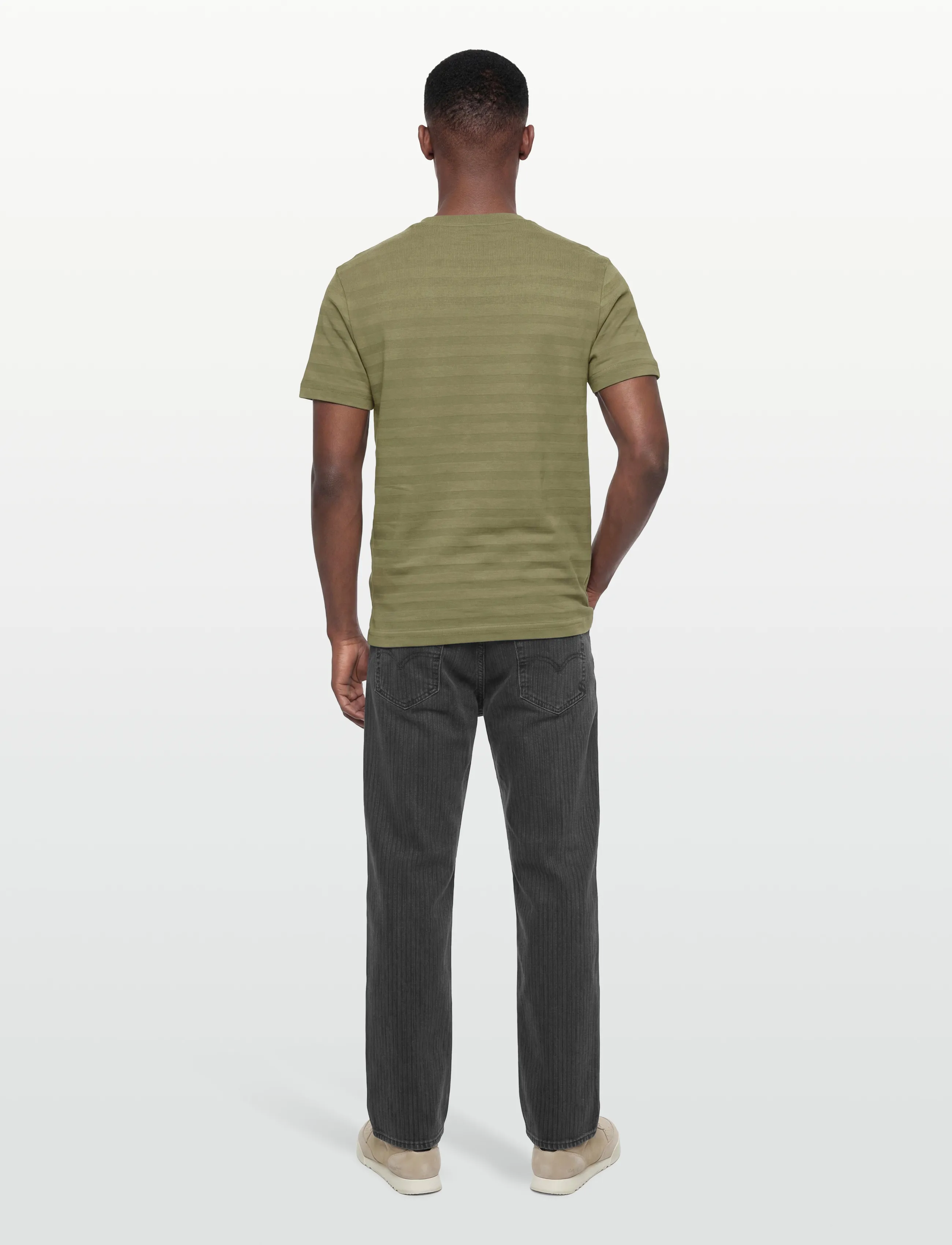 Gant - TEXTURE STRIPE SS TSHIRT - kurzärmelige - dry herb green - 4