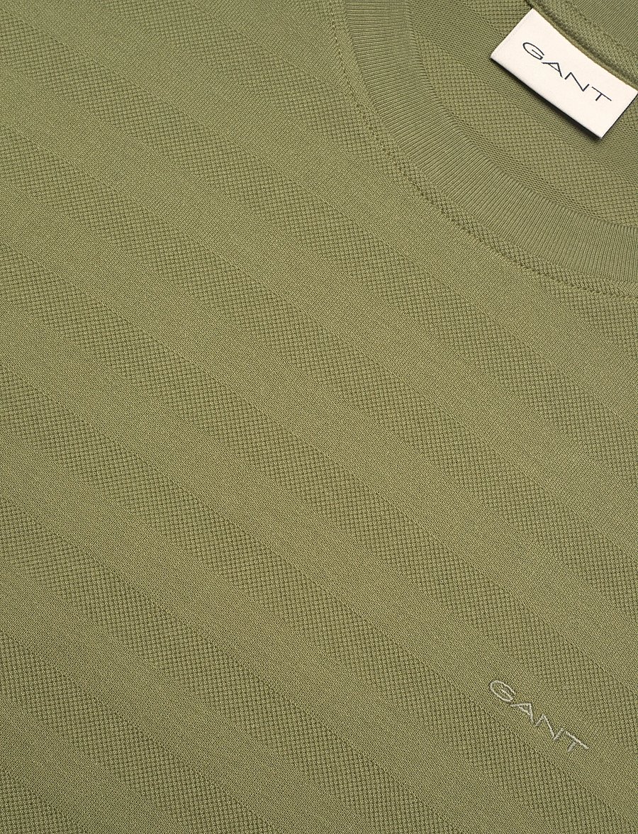 Gant - TEXTURE STRIPE SS TSHIRT - kurzärmelig - dry herb green - 5