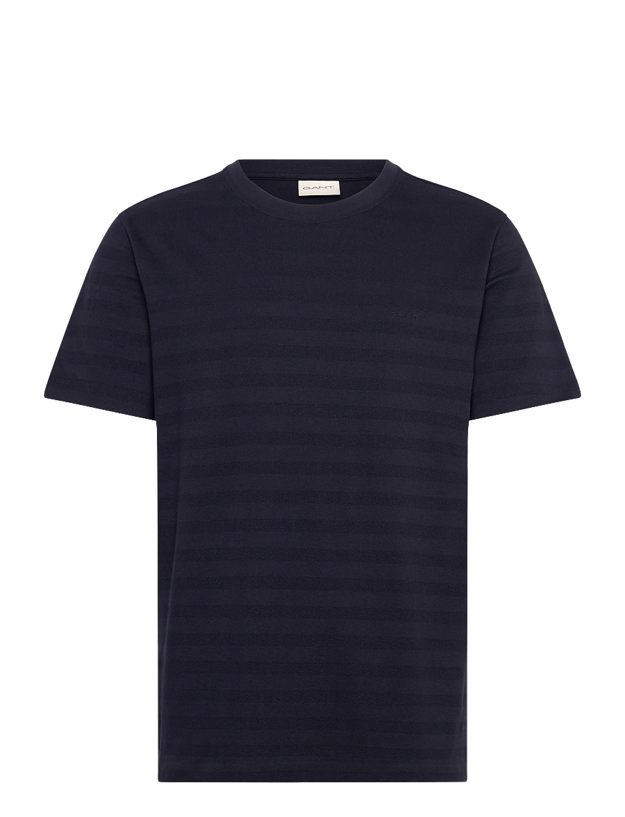 Gant - TEXTURE STRIPE SS TSHIRT - kurzärmelig - evening blue - 1