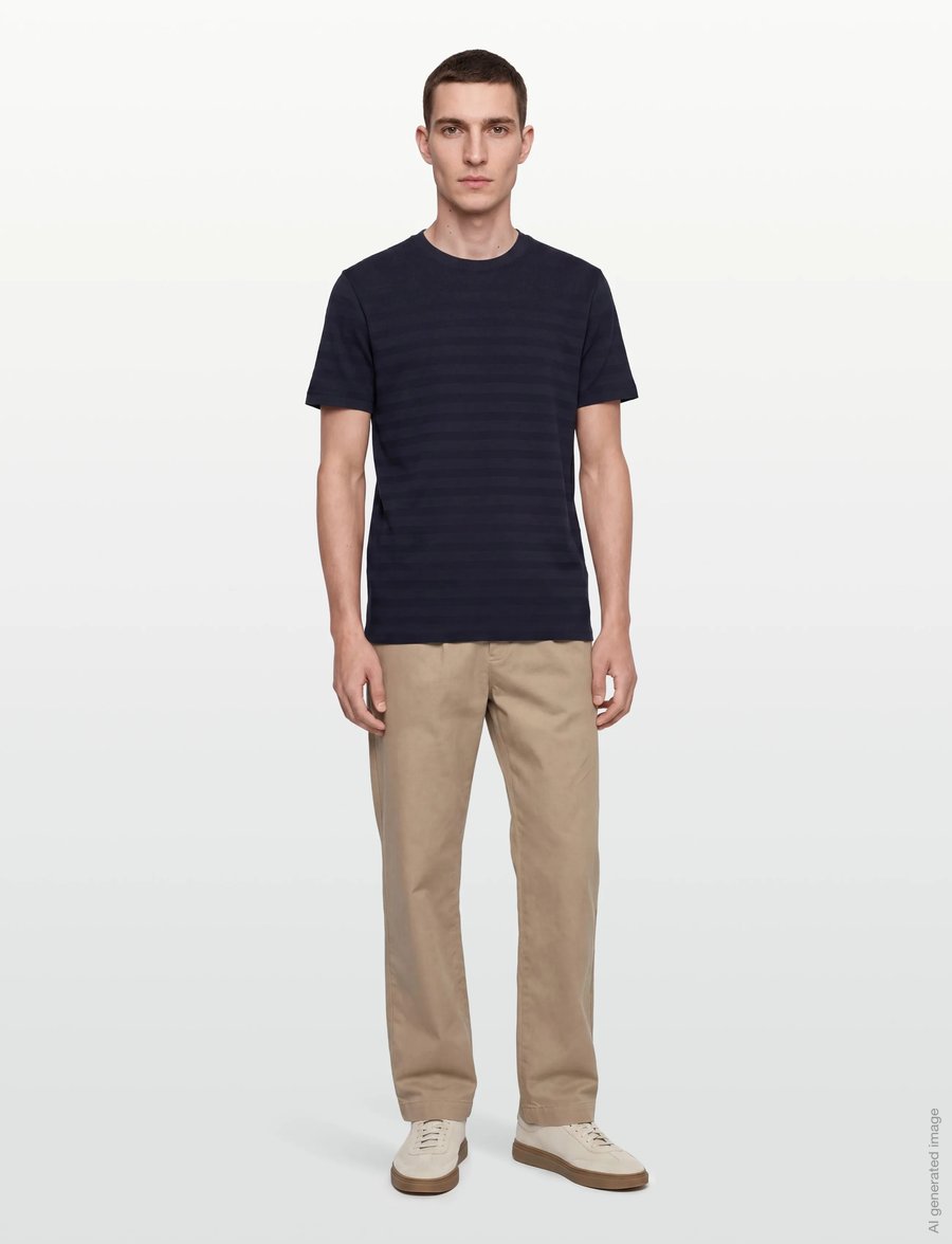 Gant - TEXTURE STRIPE SS TSHIRT - kurzärmelig - evening blue - 0