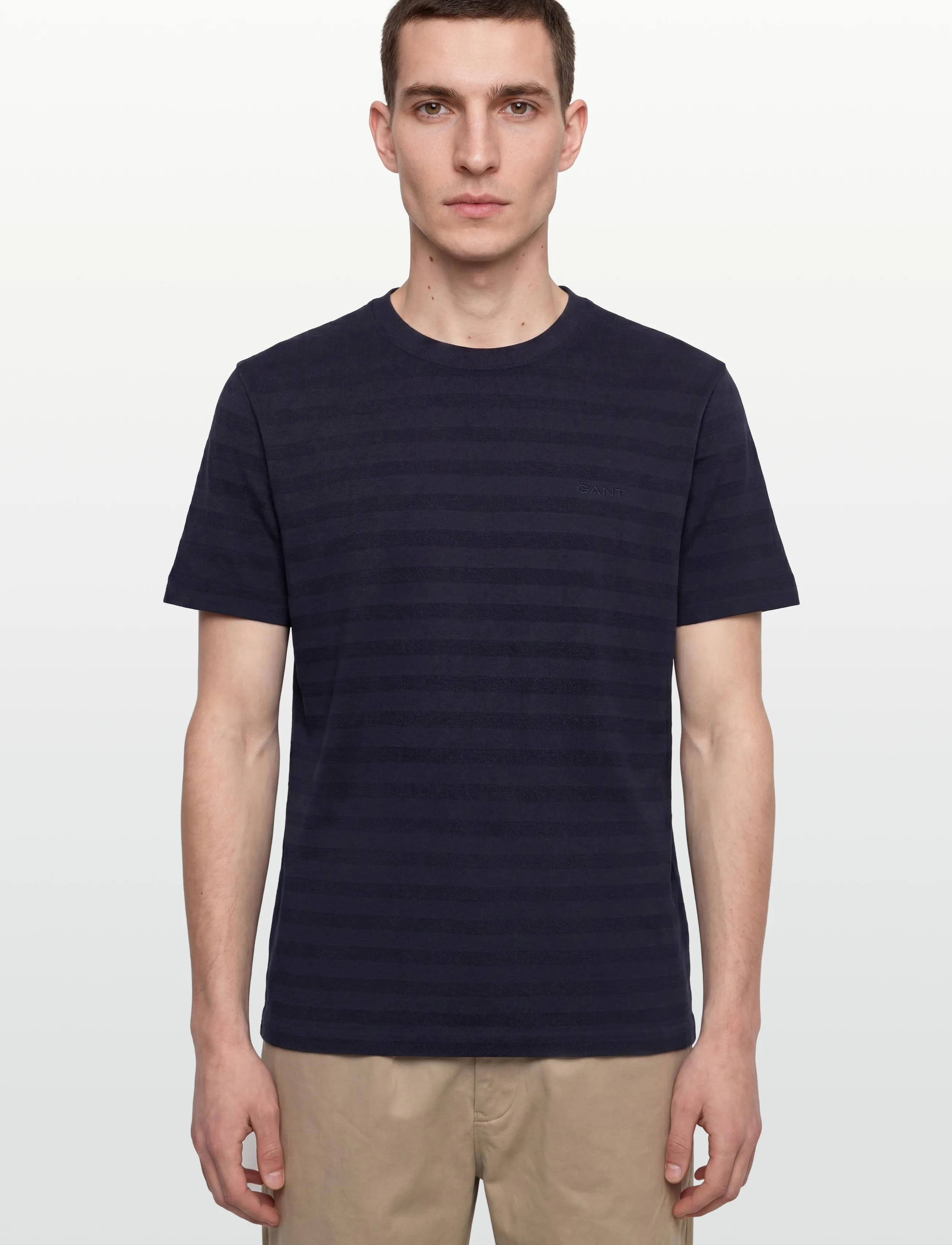 Gant - TEXTURE STRIPE SS TSHIRT - lühikeste varrukatega t-särgid - evening blue - 3