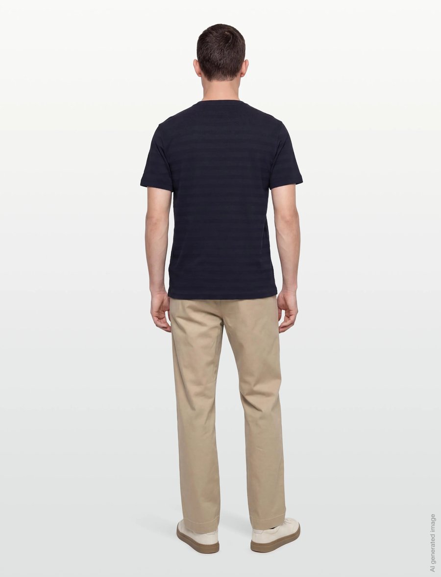 Gant - TEXTURE STRIPE SS TSHIRT - kurzärmelig - evening blue - 4