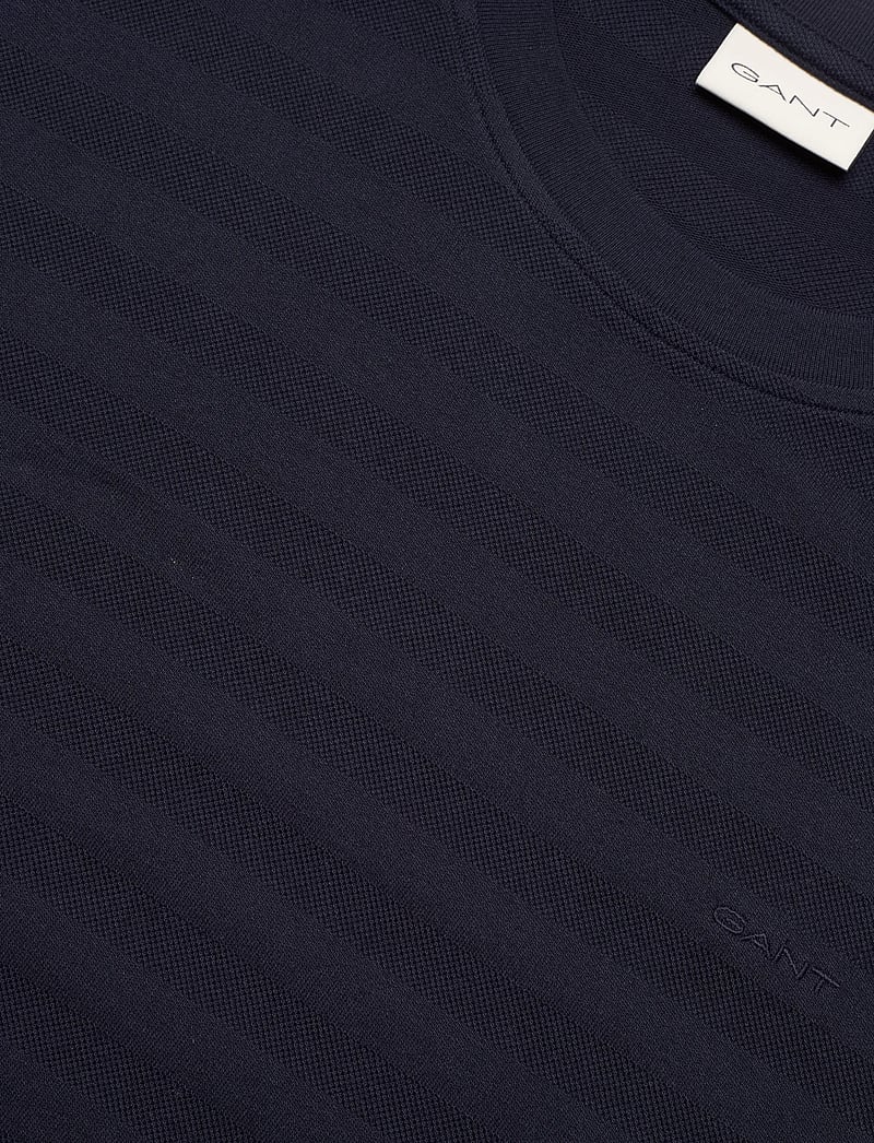 Gant - TEXTURE STRIPE SS TSHIRT - kurzärmelig - evening blue - 5