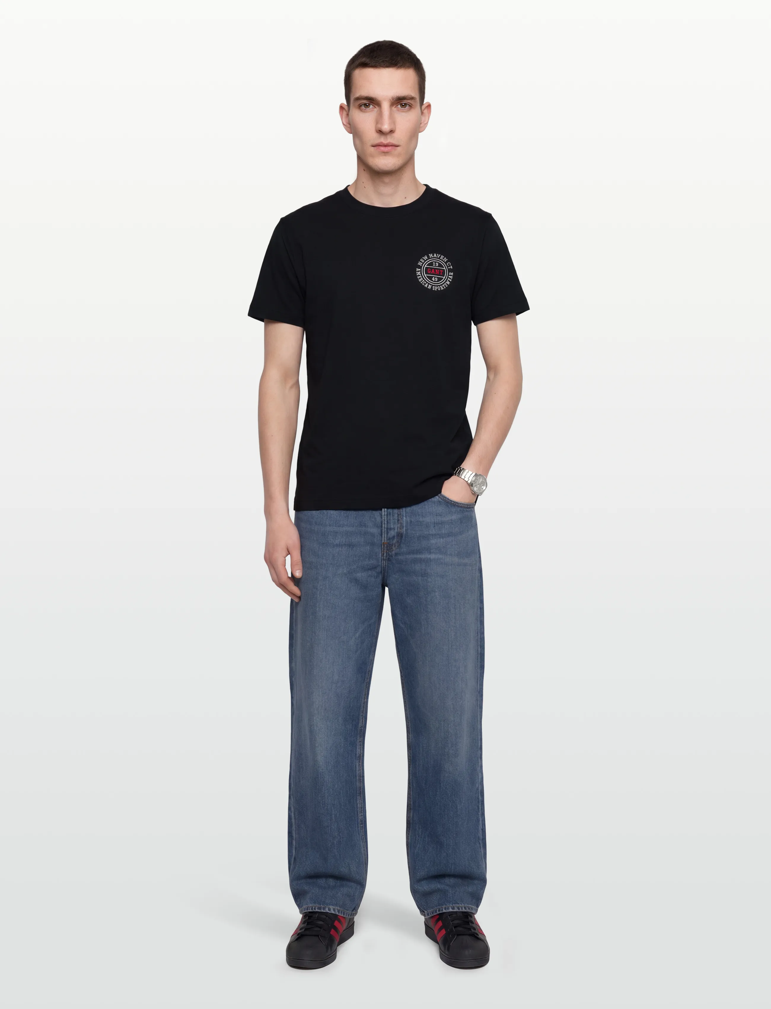 Gant Graphic Ss Tshirt, M, Black, T-Shirts > Kortærmede, Herre