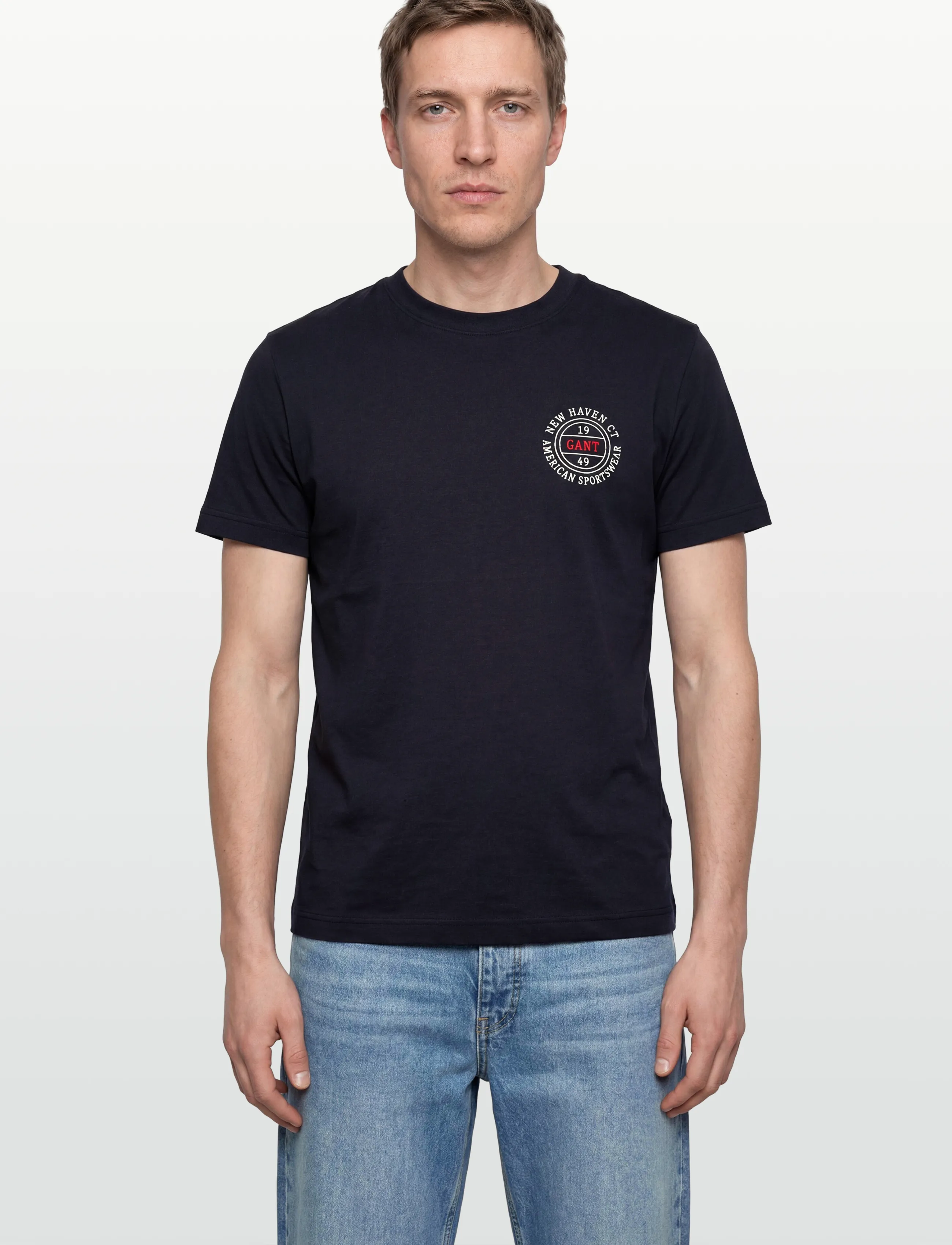 Gant - GRAPHIC SS TSHIRT - lühikeste varrukatega t-särgid - evening blue - 3