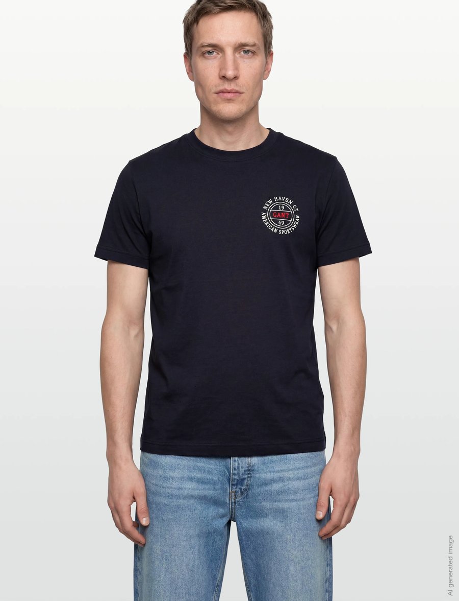 Gant - GRAPHIC SS TSHIRT - lühikeste varrukatega t-särgid - evening blue - 3